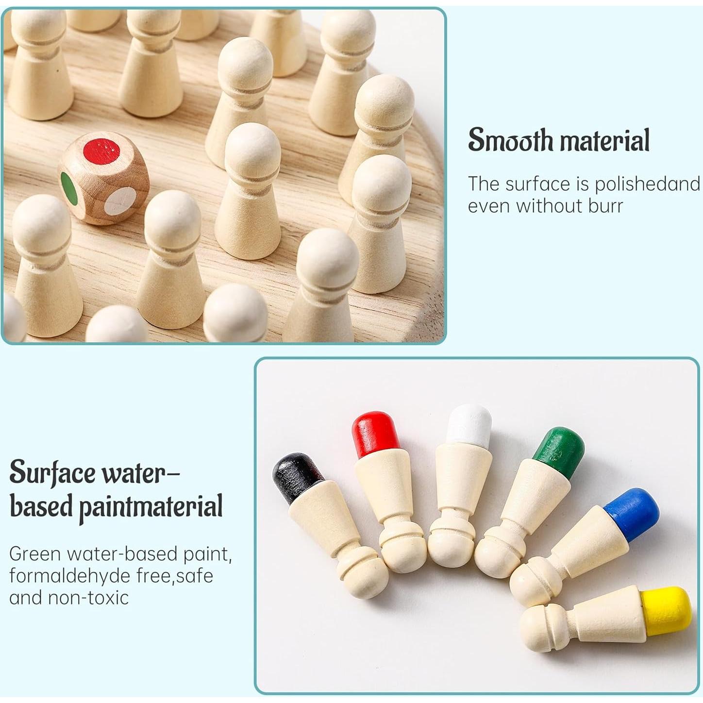 Juego de Memoria Ajedrez de Madera Yunhe 16.9x16.9cm para Niños