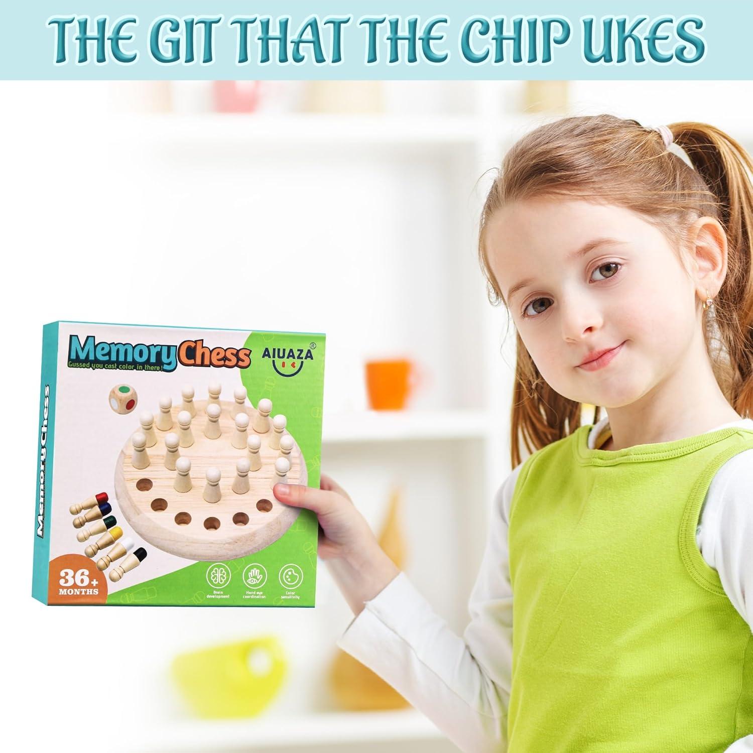 Juego de Memoria Ajedrez de Madera Yunhe 16.9x16.9cm para Niños