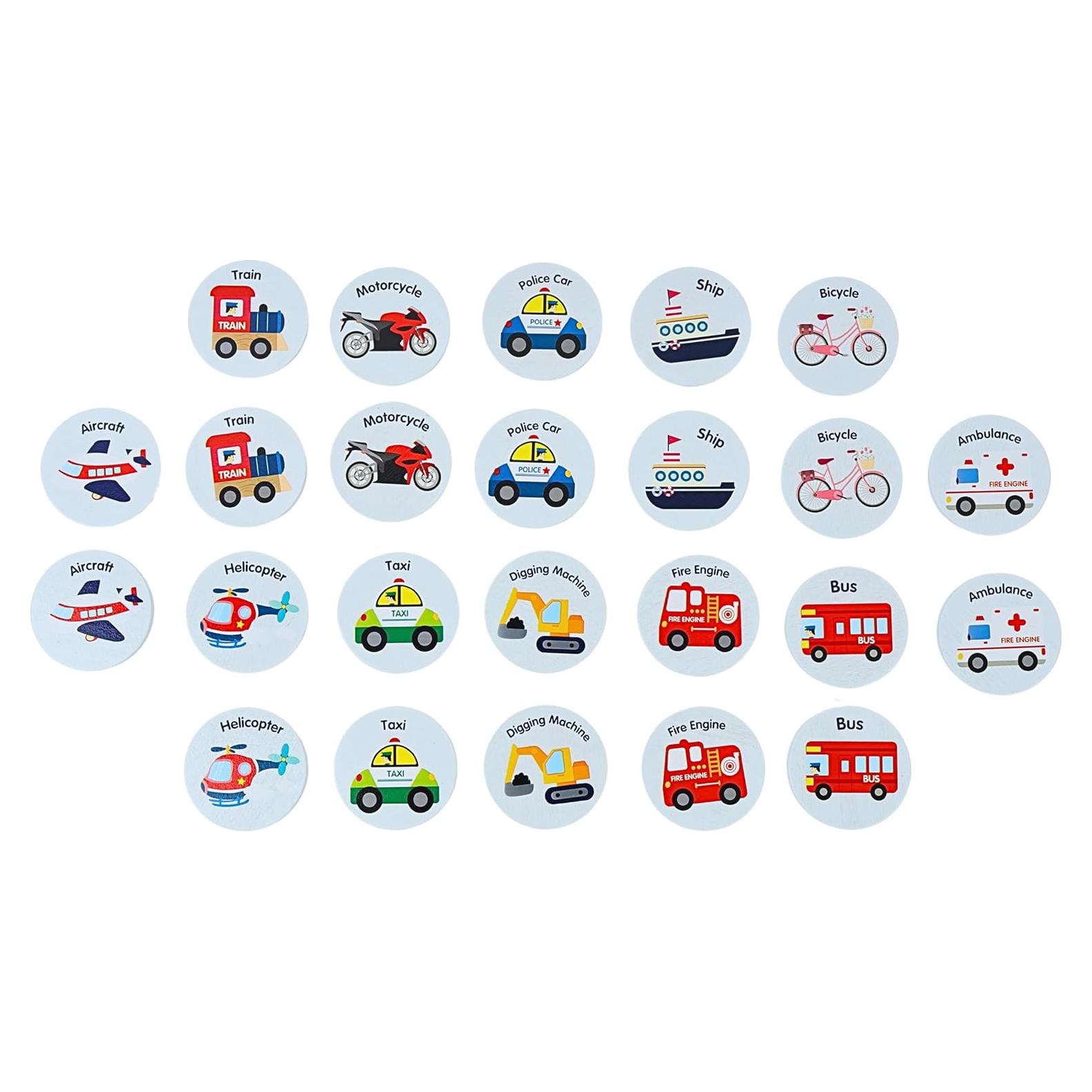 Juego de Memoria de Madera Jane&Molly Vehículos para Niños