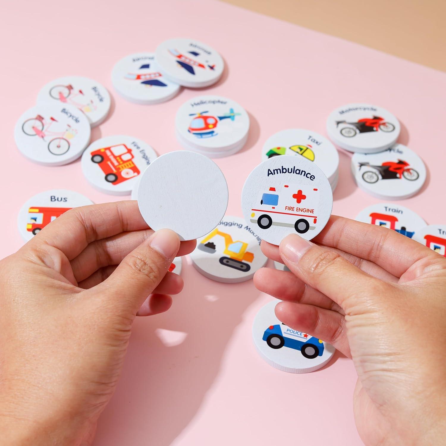 Juego de Memoria de Madera Jane&Molly Vehículos para Niños