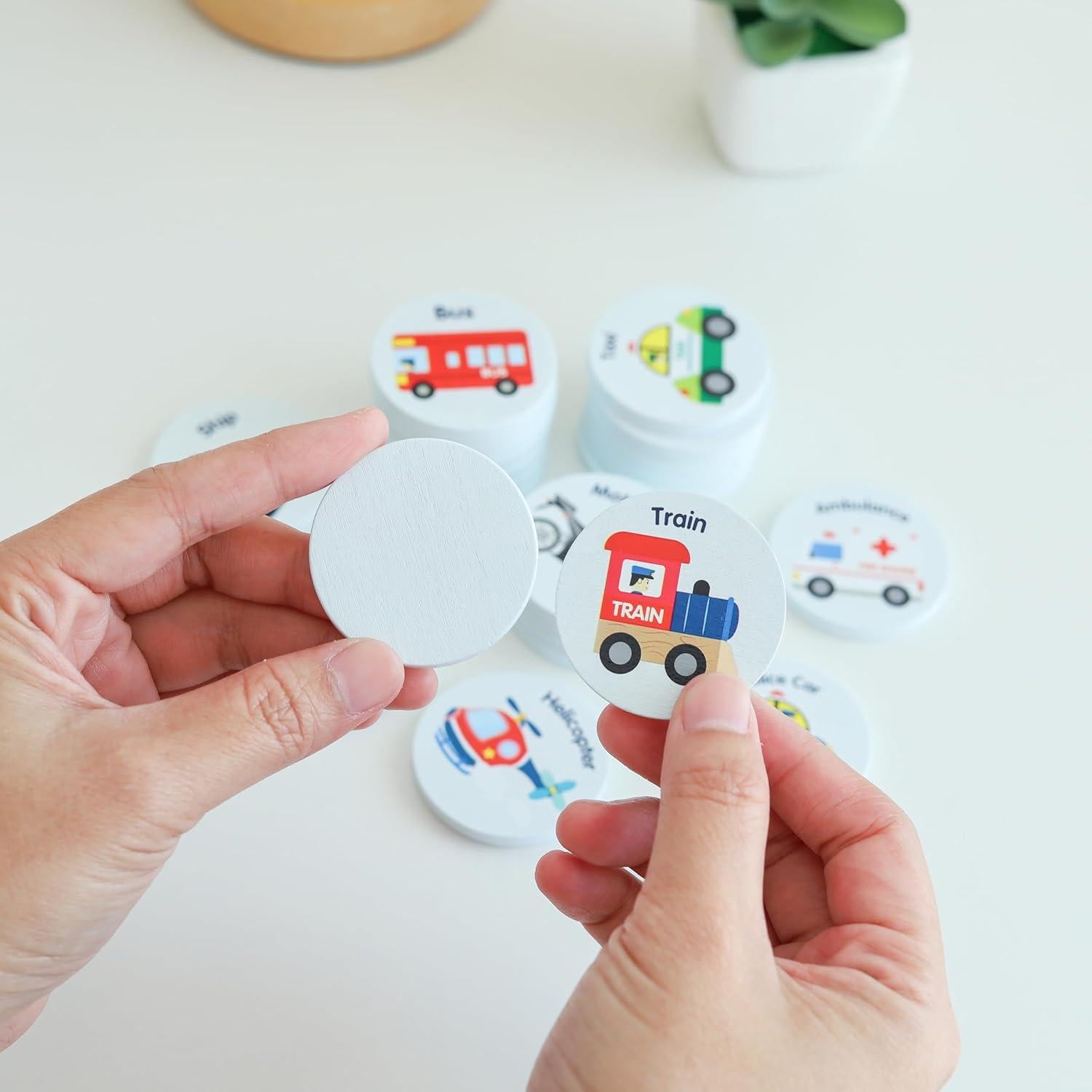 Juego de Memoria de Madera Jane&Molly Vehículos para Niños