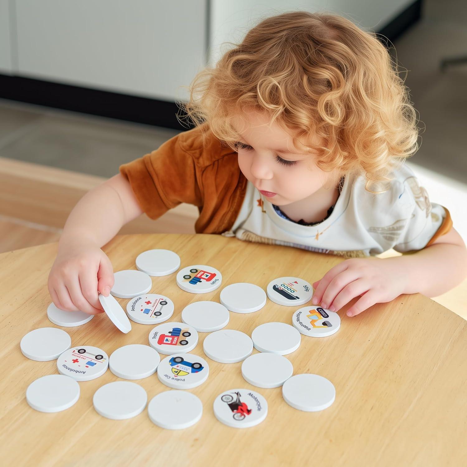 Juego de Memoria de Madera Jane&Molly Vehículos para Niños