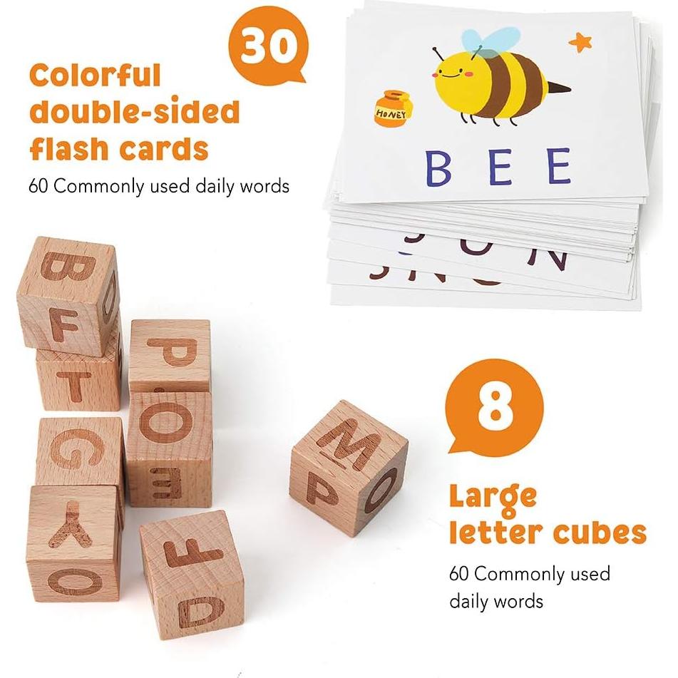 Juego de Ortografía Coogam - Puzzle Educativo de Madera 68 Piezas