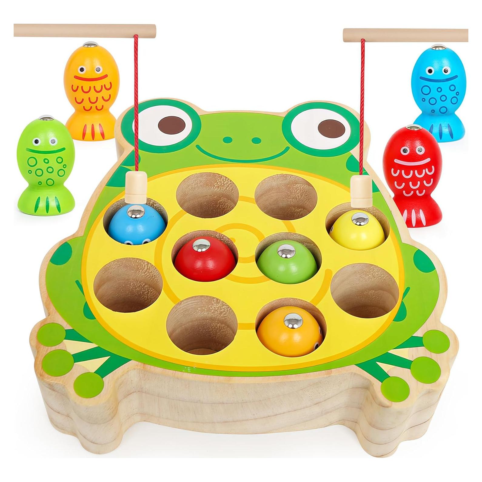 Juego de Pesca Magnético de Madera FQKIOMY para Niños 3-5 Años