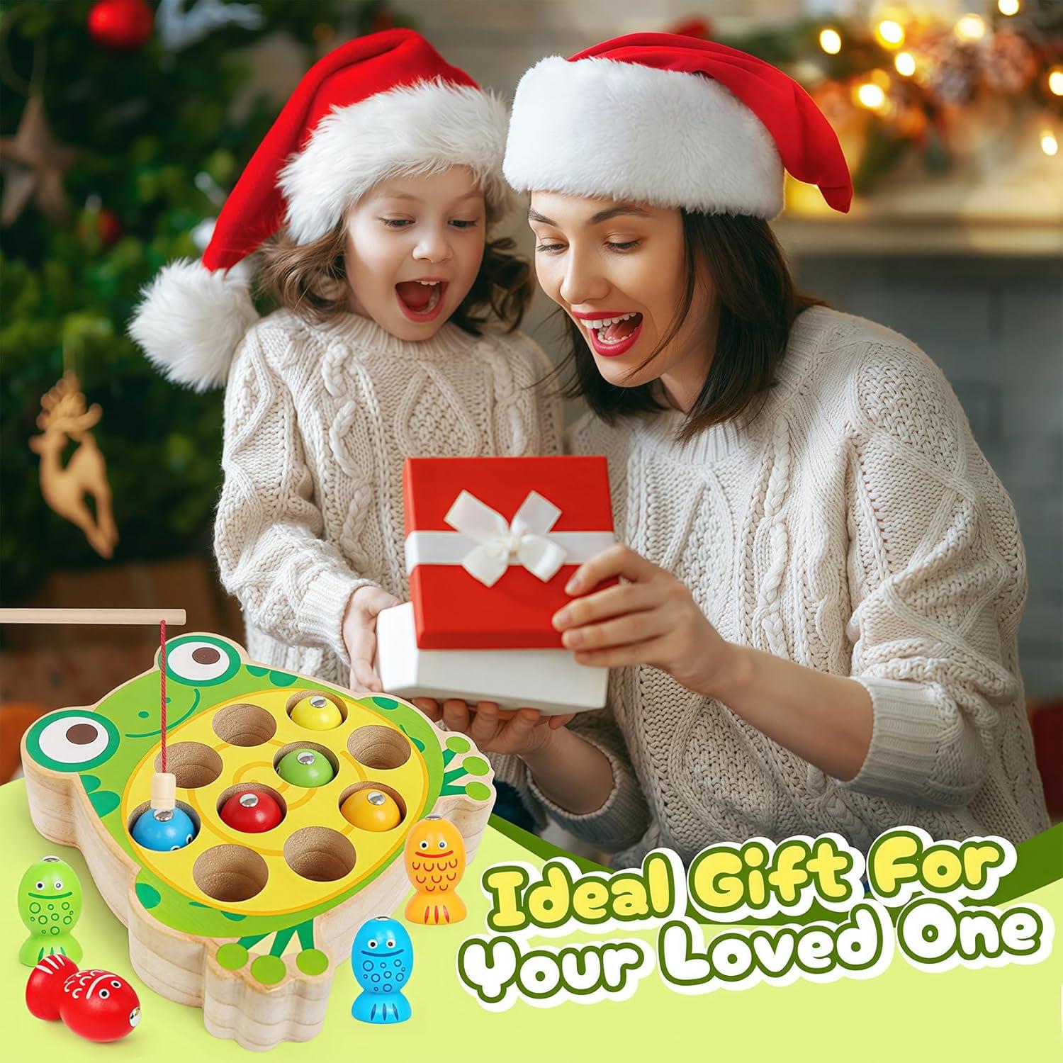 Juego de Pesca Magnético de Madera FQKIOMY para Niños 3-5 Años