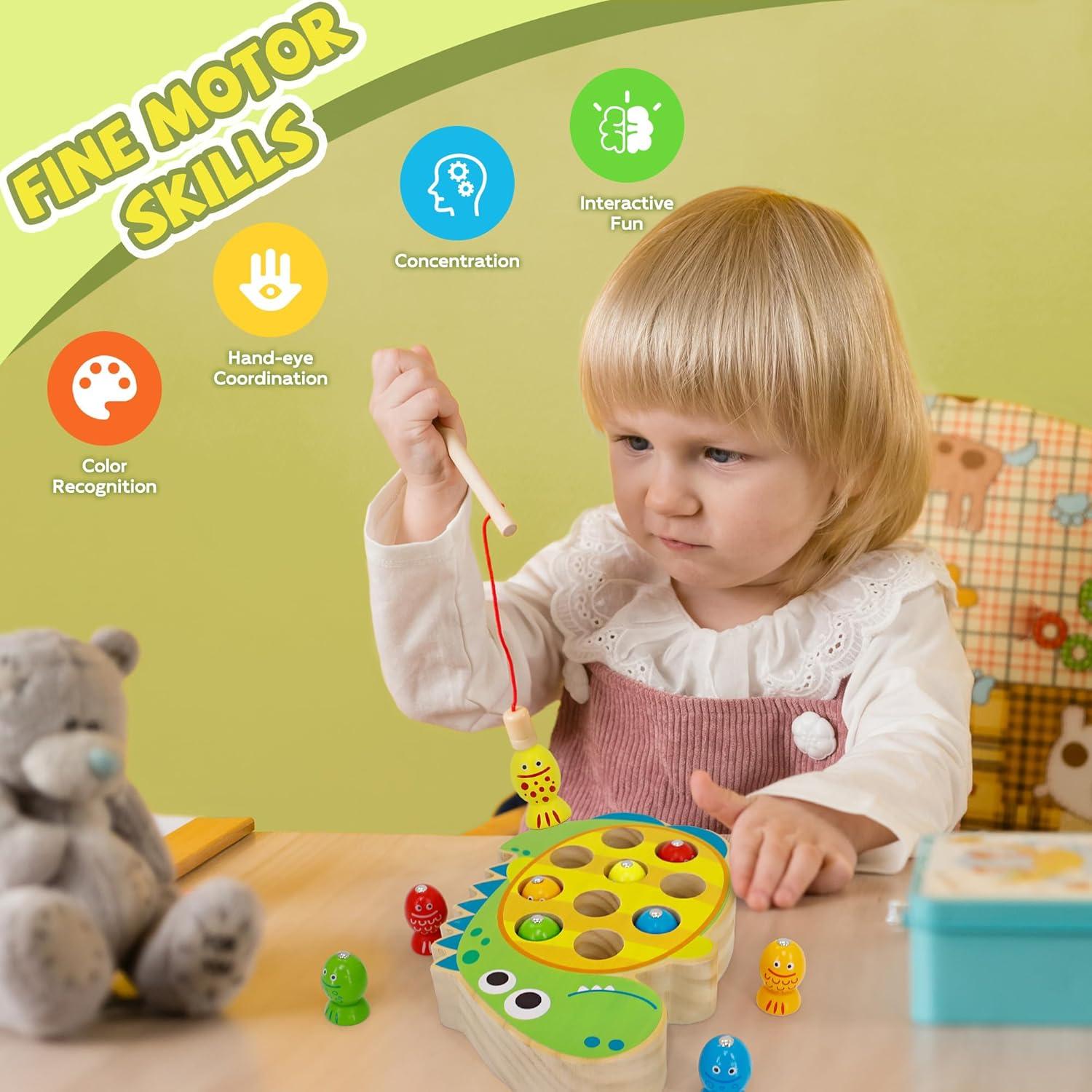 Juego de Pesca Magnético de Madera JooKiddie Dinosaurio 14.5x21.3cm