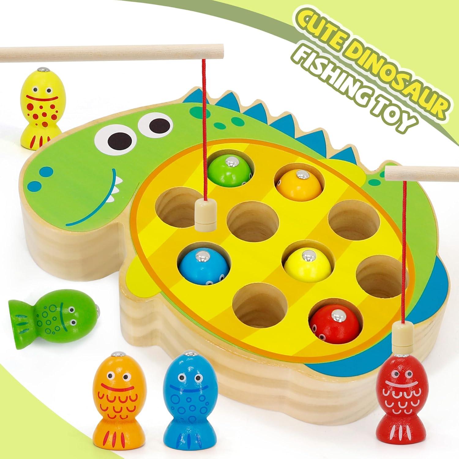 Juego de Pesca Magnético de Madera JooKiddie Dinosaurio 14.5x21.3cm