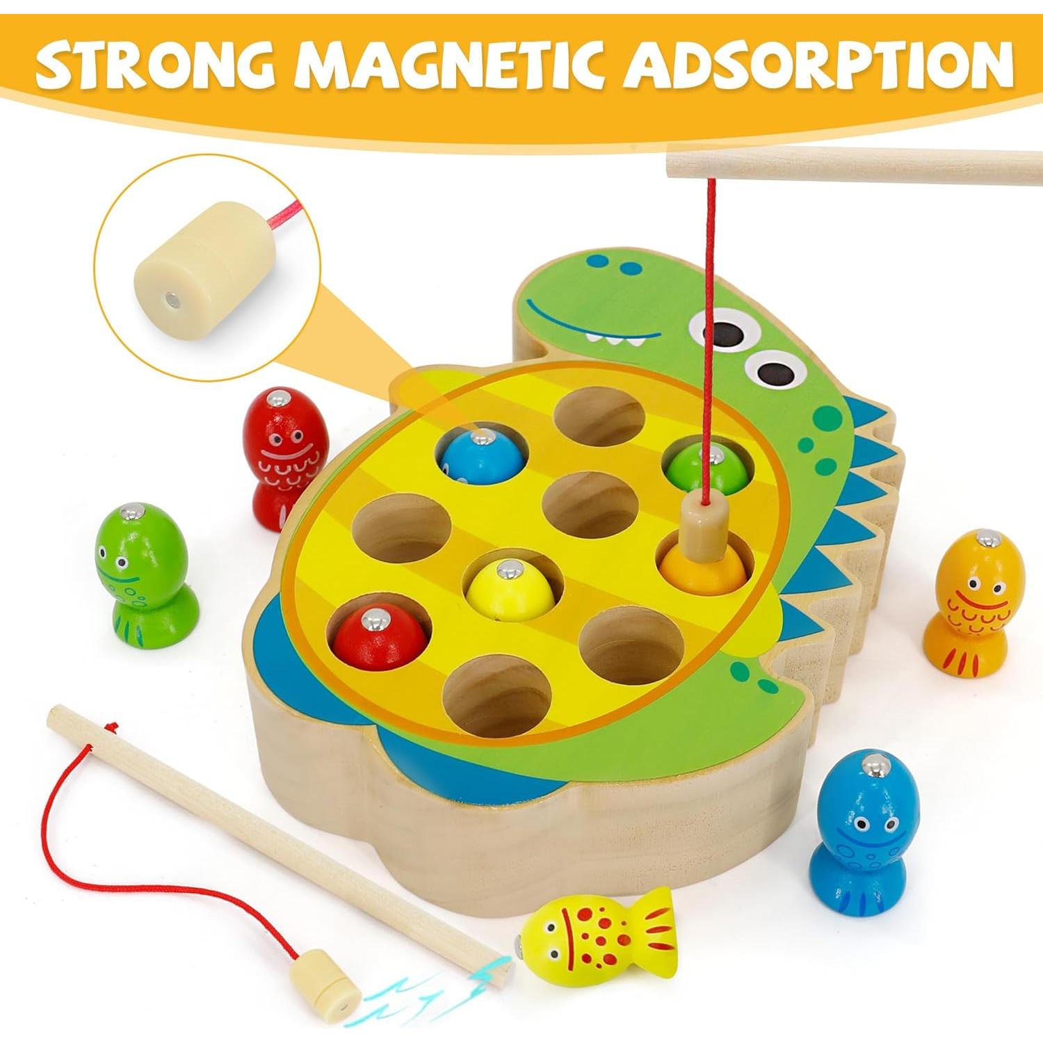 Juego de Pesca Magnético de Madera JooKiddie Dinosaurio 14.5x21.3cm