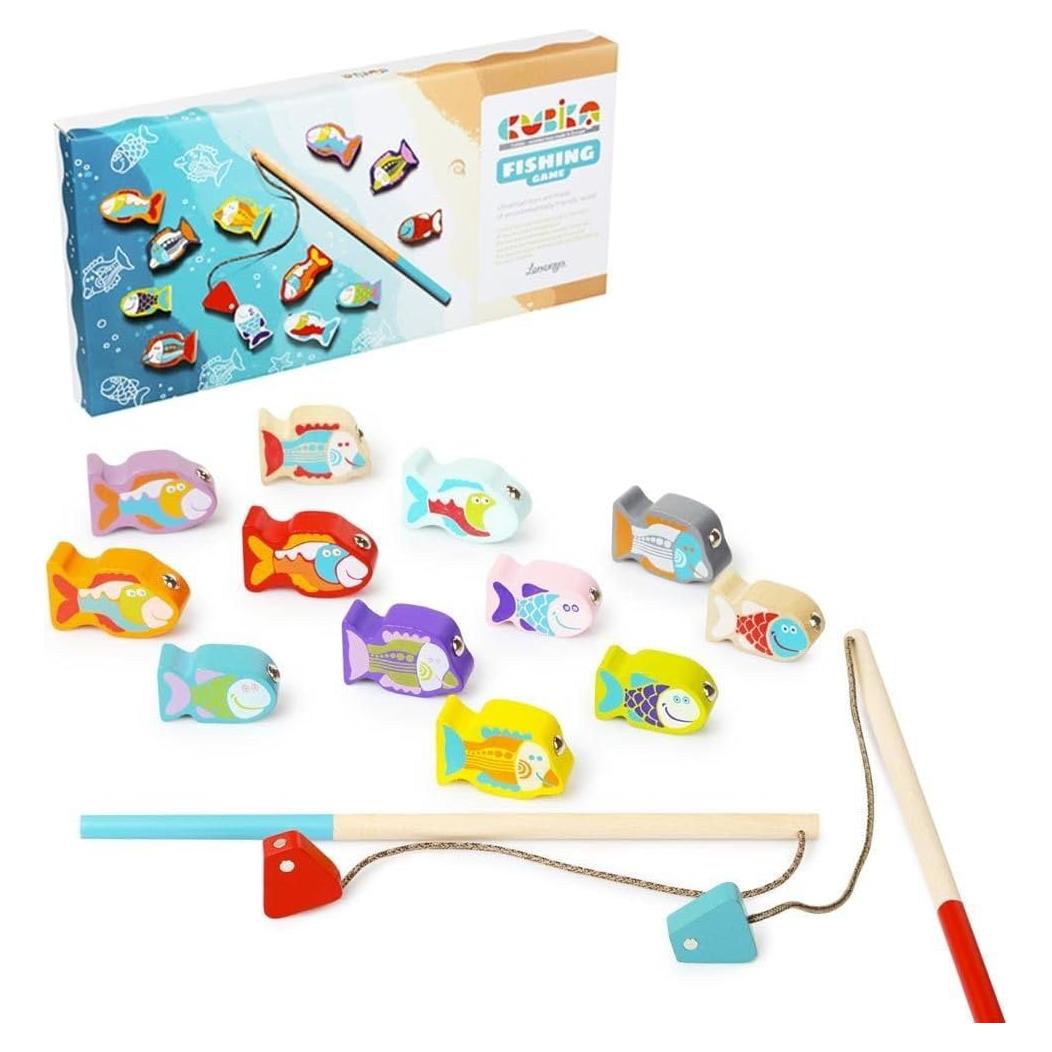Juego de Pesca de Madera Cubika - Juguete Montessori 2 Varas