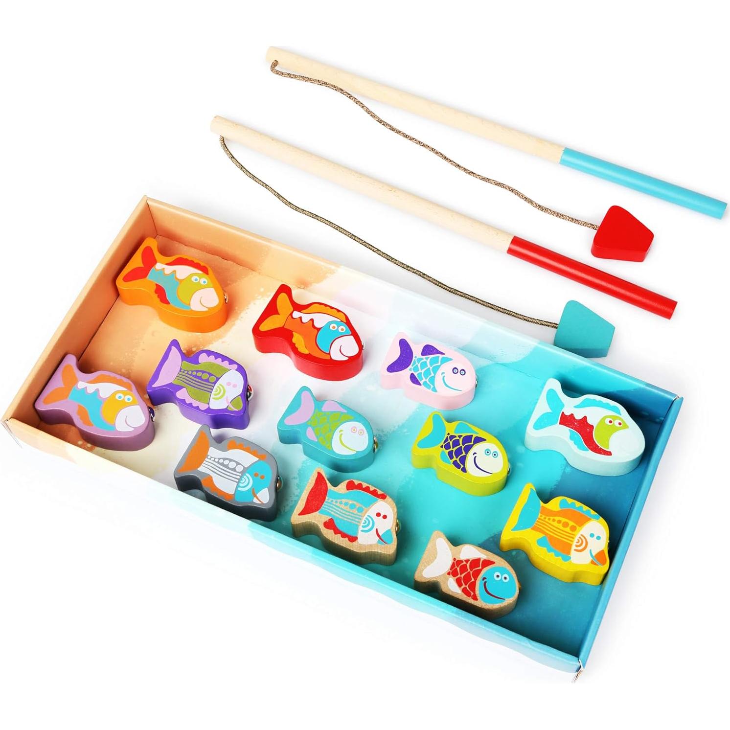 Juego de Pesca de Madera Cubika - Juguete Montessori 2 Varas