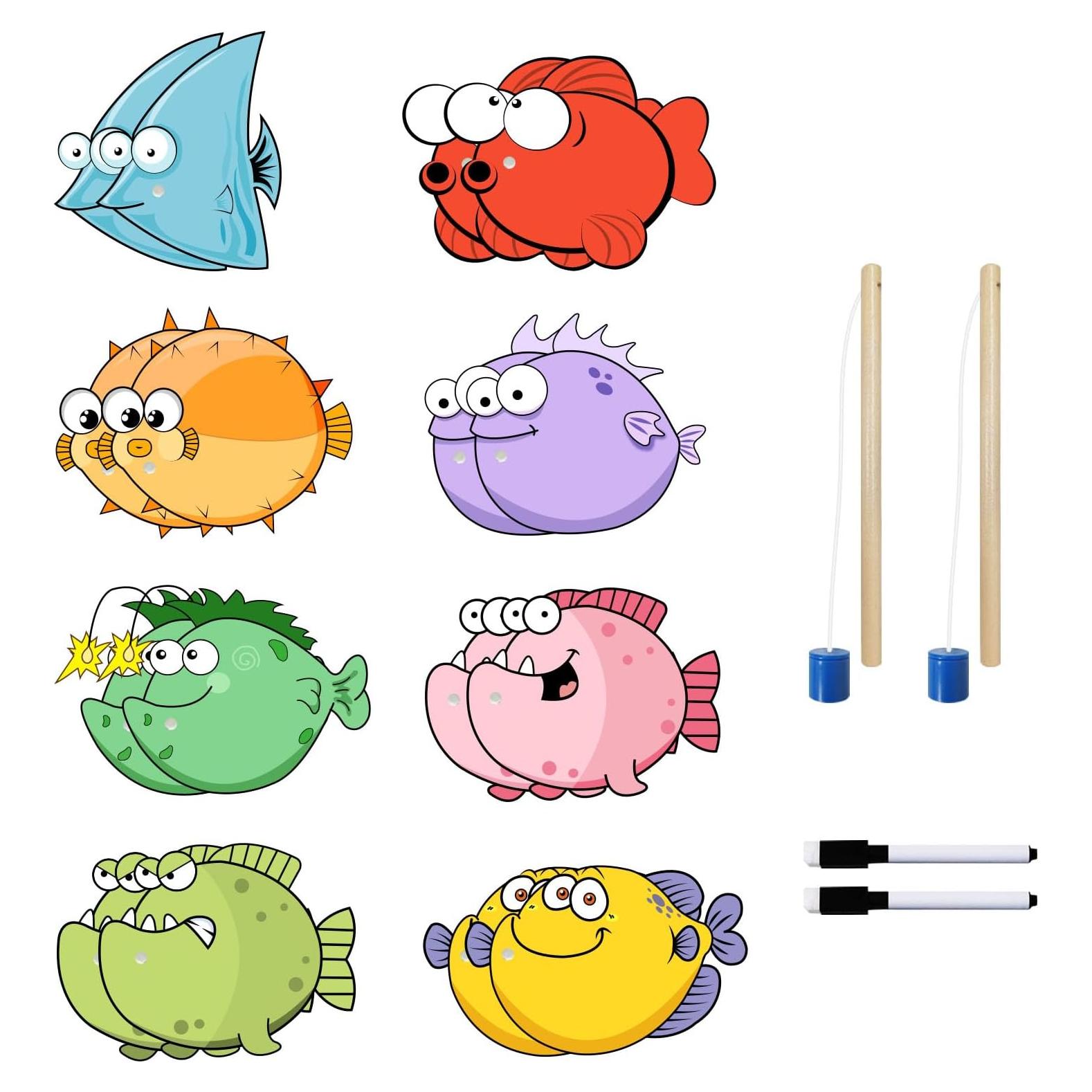 Juego de Pesca Magnético HOOJOJO 16 Tarjetas + 2 Cañas Montessori