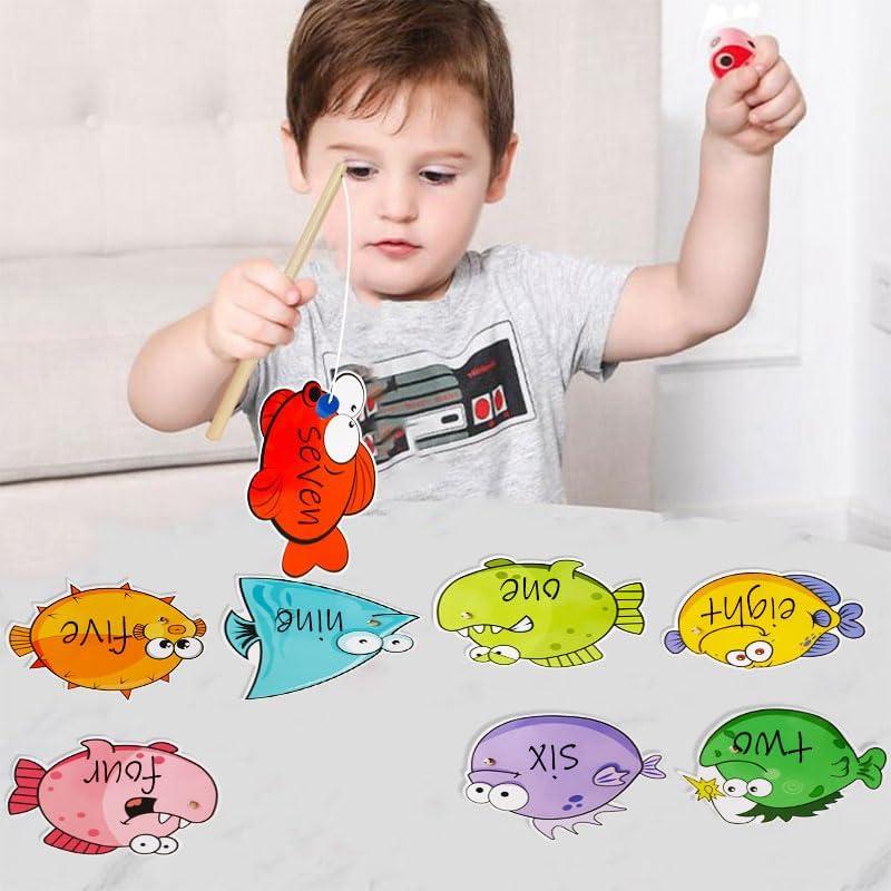 Juego de Pesca Magnético HOOJOJO 16 Tarjetas + 2 Cañas Montessori