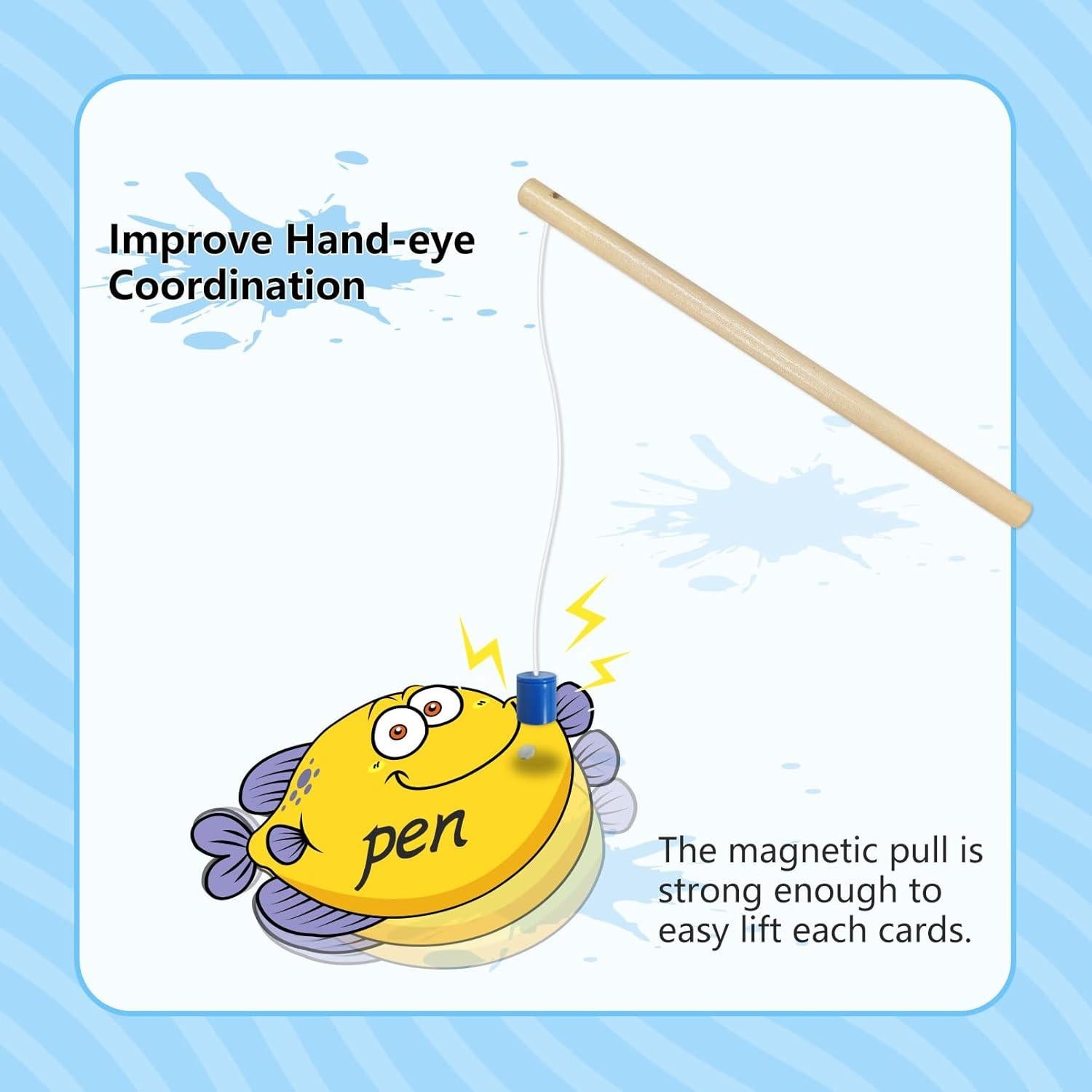 Juego de Pesca Magnético HOOJOJO 16 Tarjetas + 2 Cañas Montessori