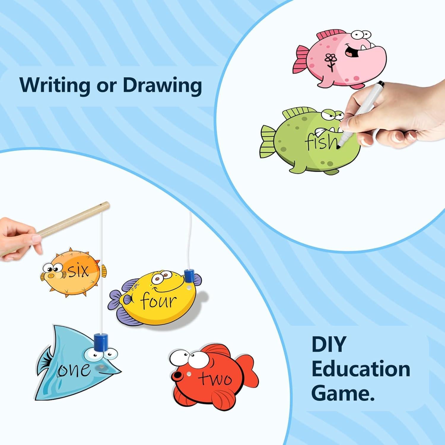 Juego de Pesca Magnético HOOJOJO 16 Tarjetas + 2 Cañas Montessori