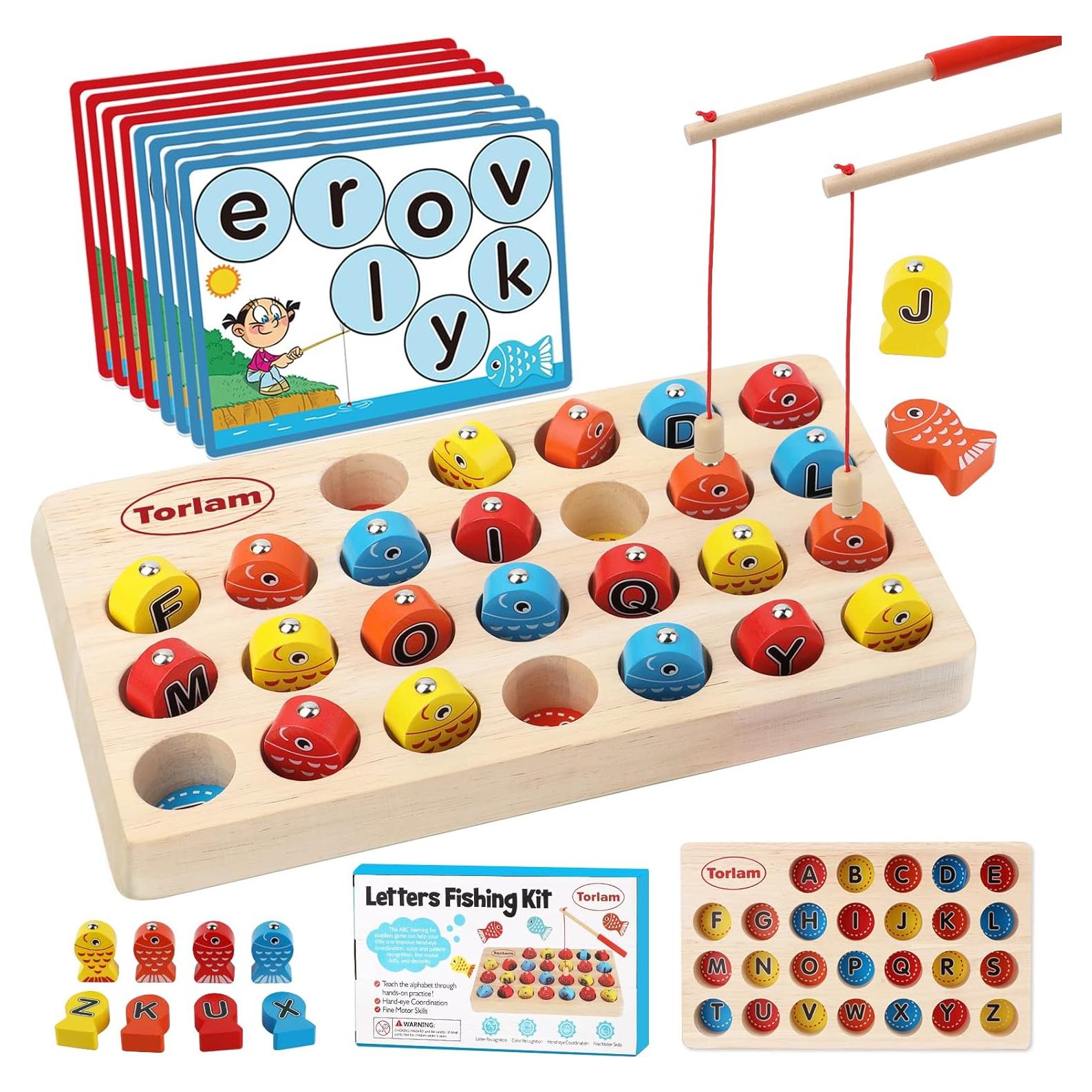 Juego de Pesca Magnético de Madera Torlam para Niños 3+