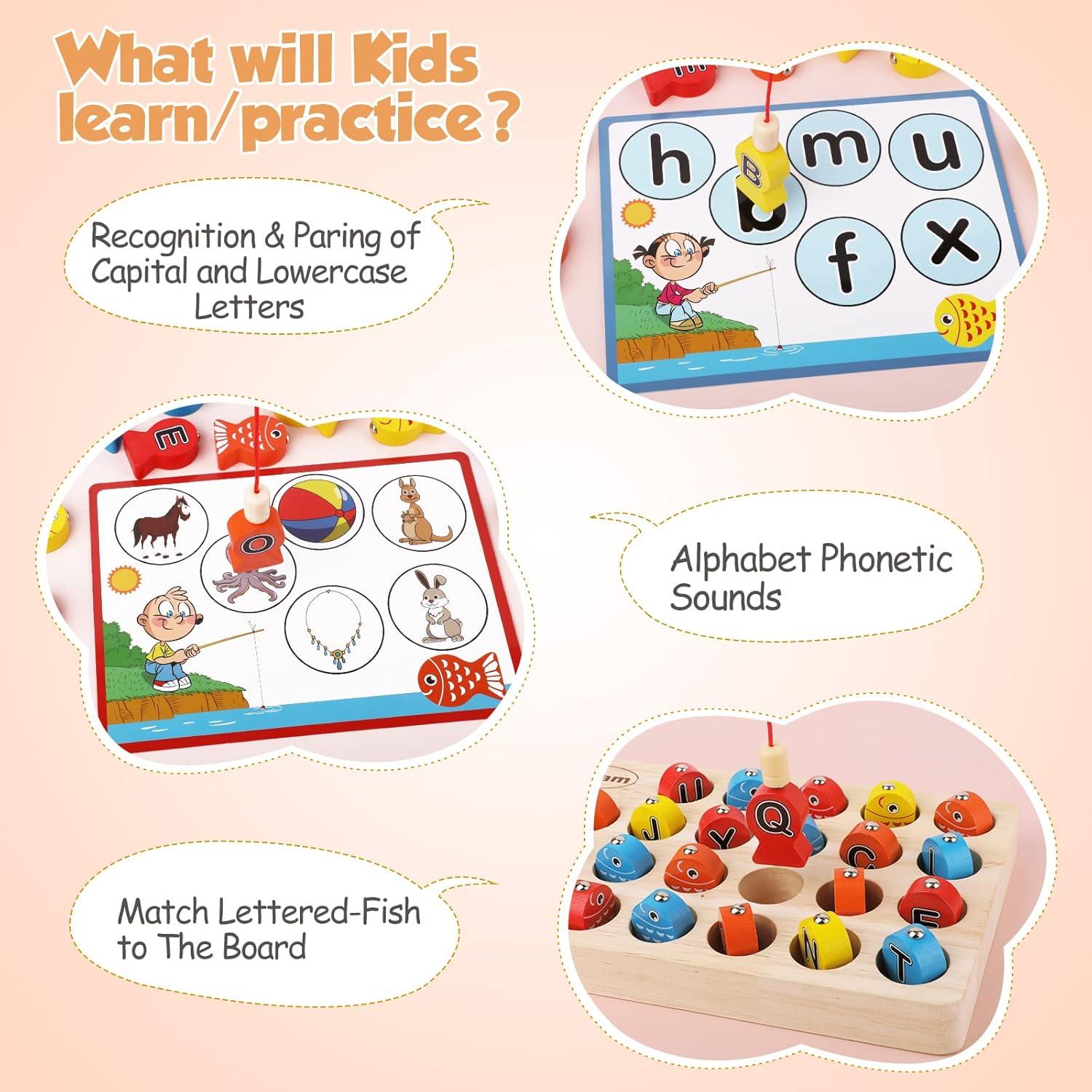 Juego de Pesca Magnético de Madera Torlam para Niños 3+