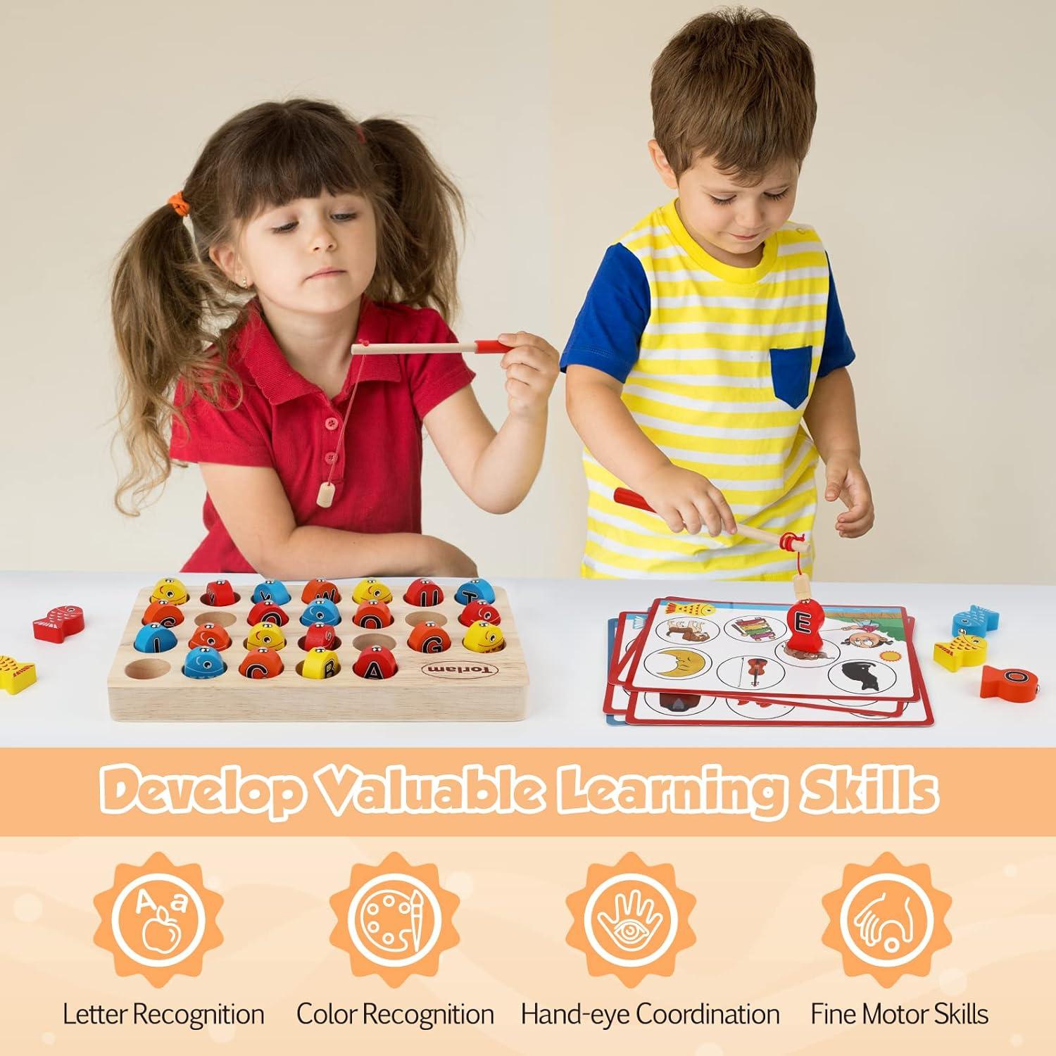 Juego de Pesca Magnético de Madera Torlam para Niños 3+