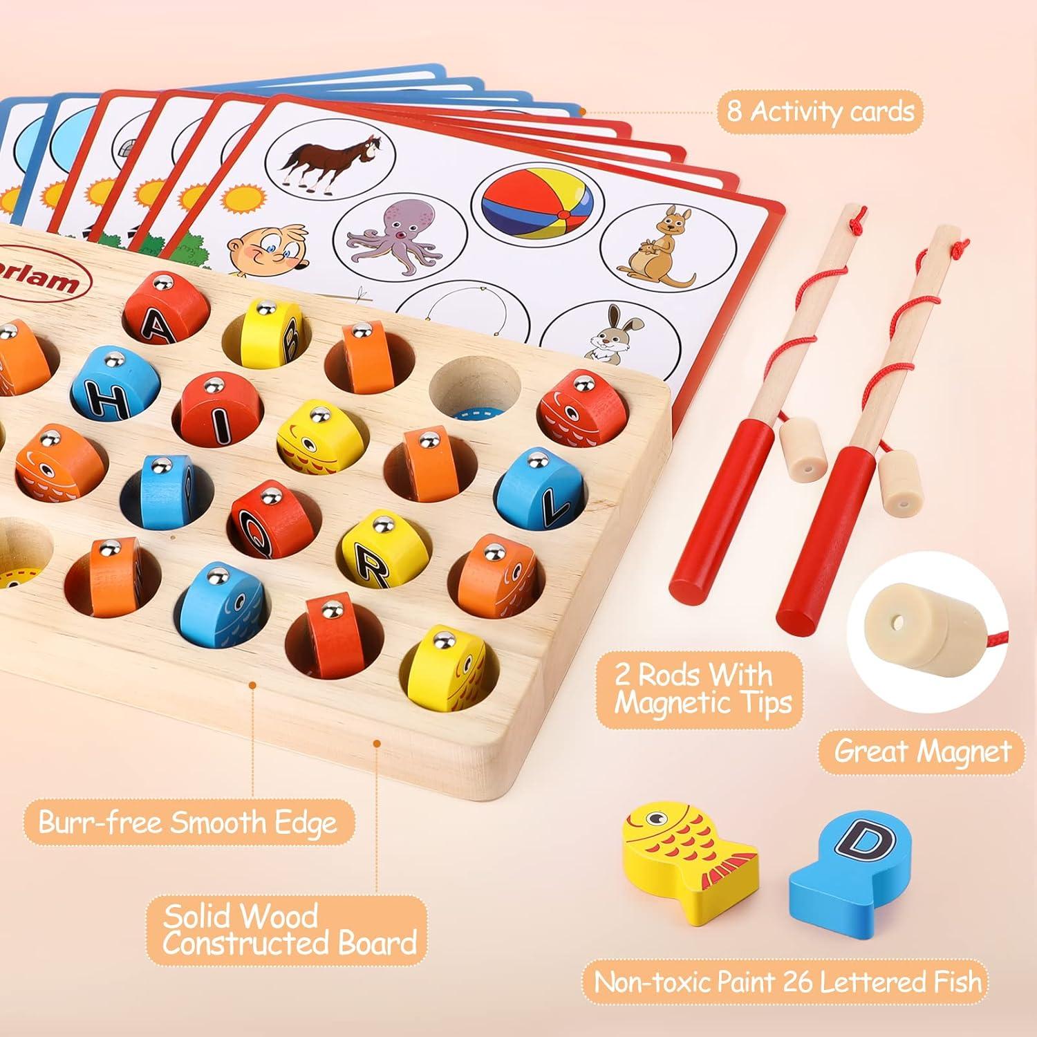 Juego de Pesca Magnético de Madera Torlam para Niños 3+