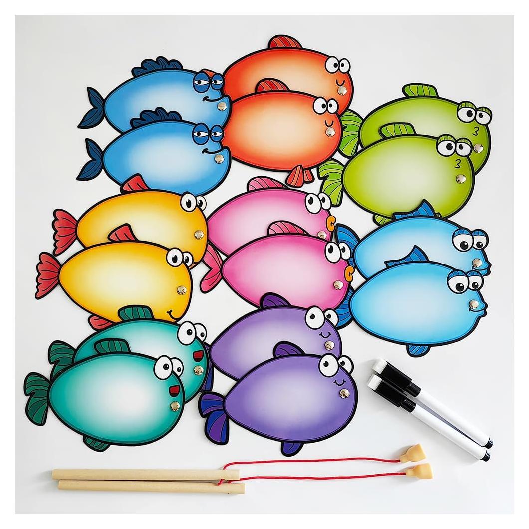 Juego de Pesca Magnético Zwttey con 16 Tarjetas Educativas