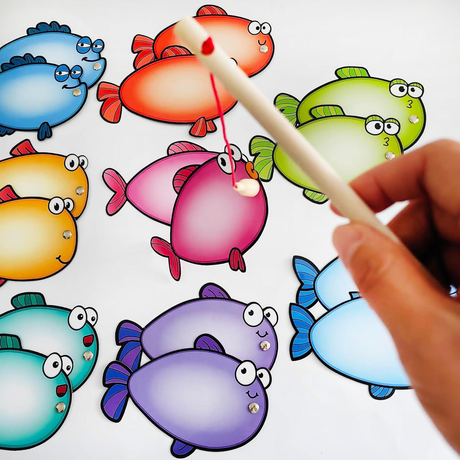 Juego de Pesca Magnético Zwttey con 16 Tarjetas Educativas