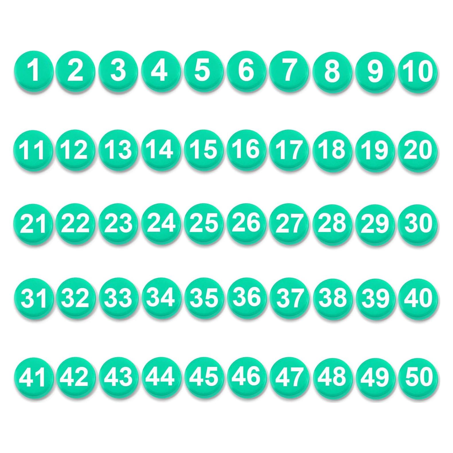 Números Magnéticos 1-50 Lasuroa 2cm Imán Redondo Verde