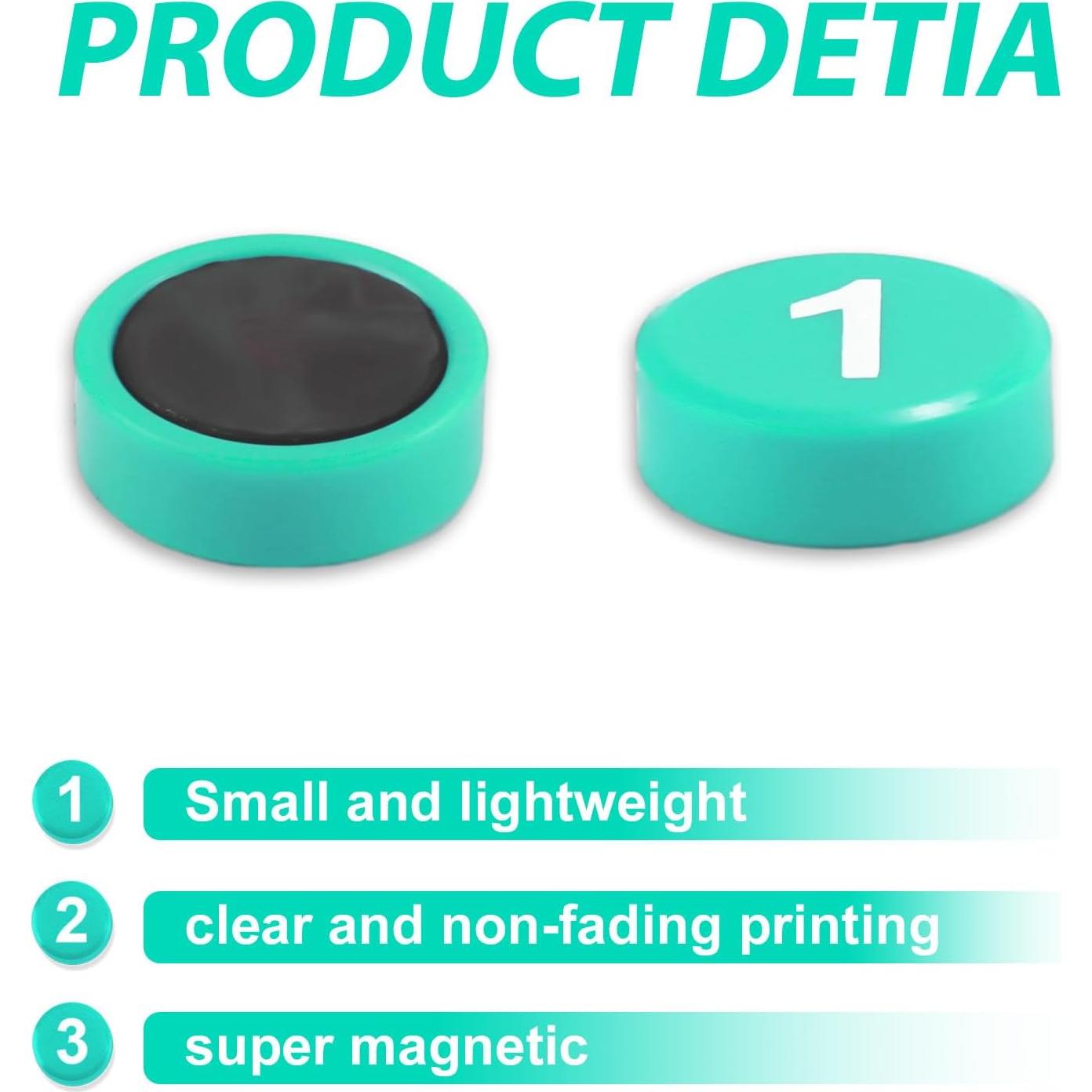 Números Magnéticos 1-50 Lasuroa 2cm Imán Redondo Verde