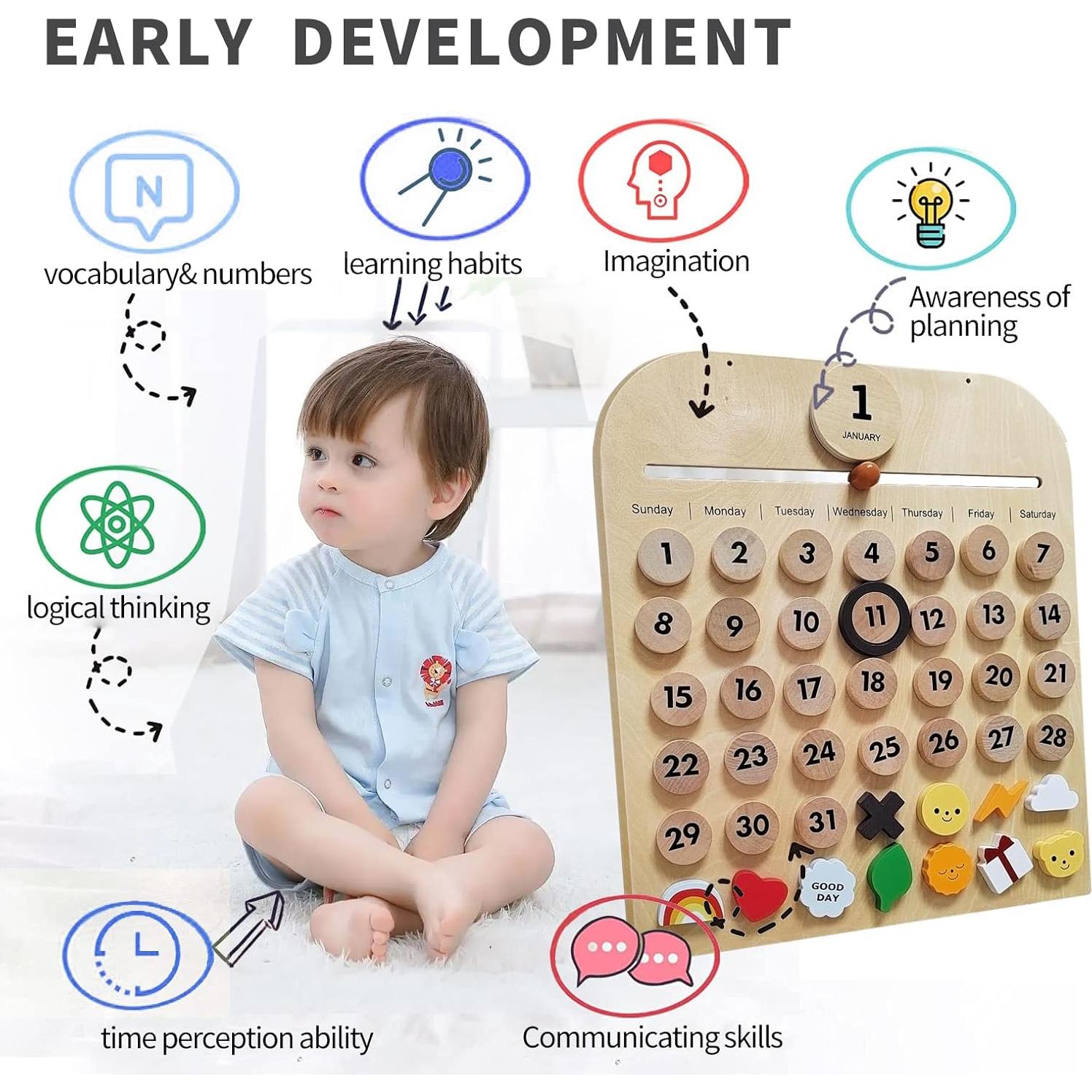 Calendario Montessori de Madera N.thr - Educativo para Niños