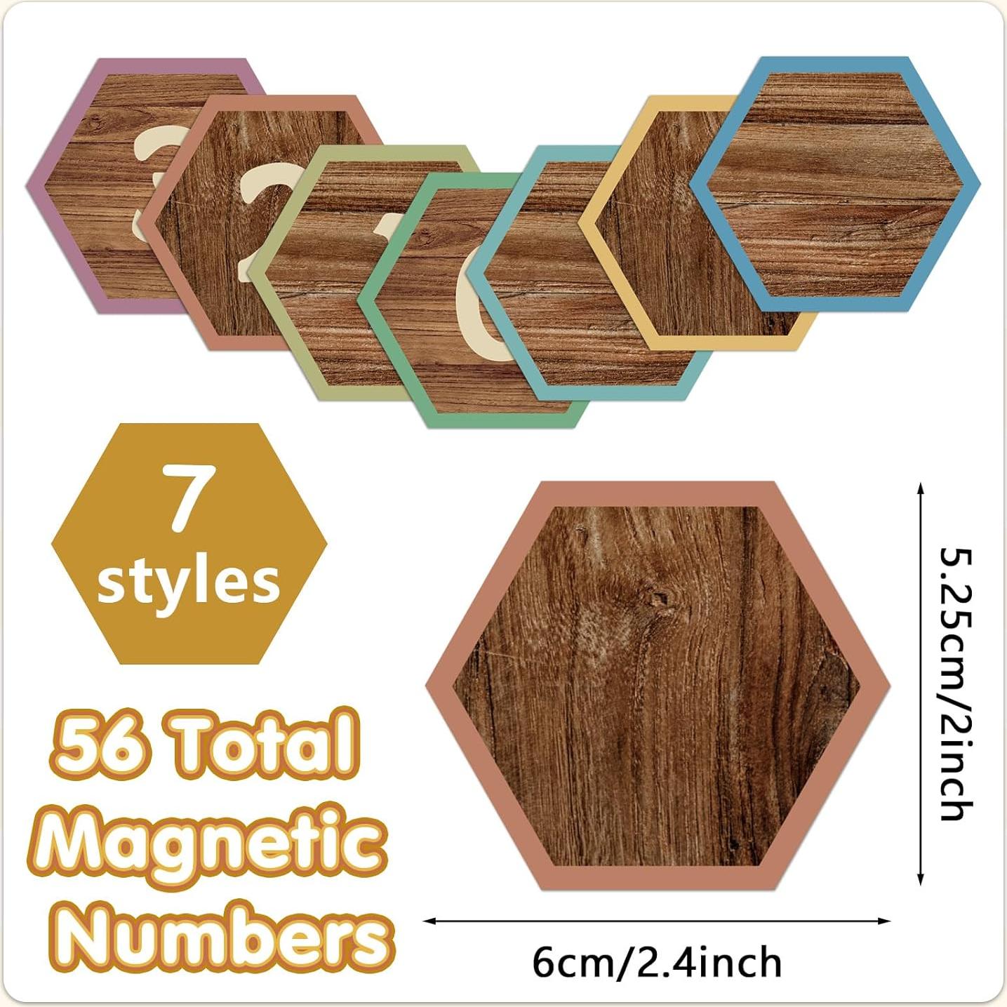 56 Números Magnéticos de Madera Chiazllta para Pizarra 6x5.3cm