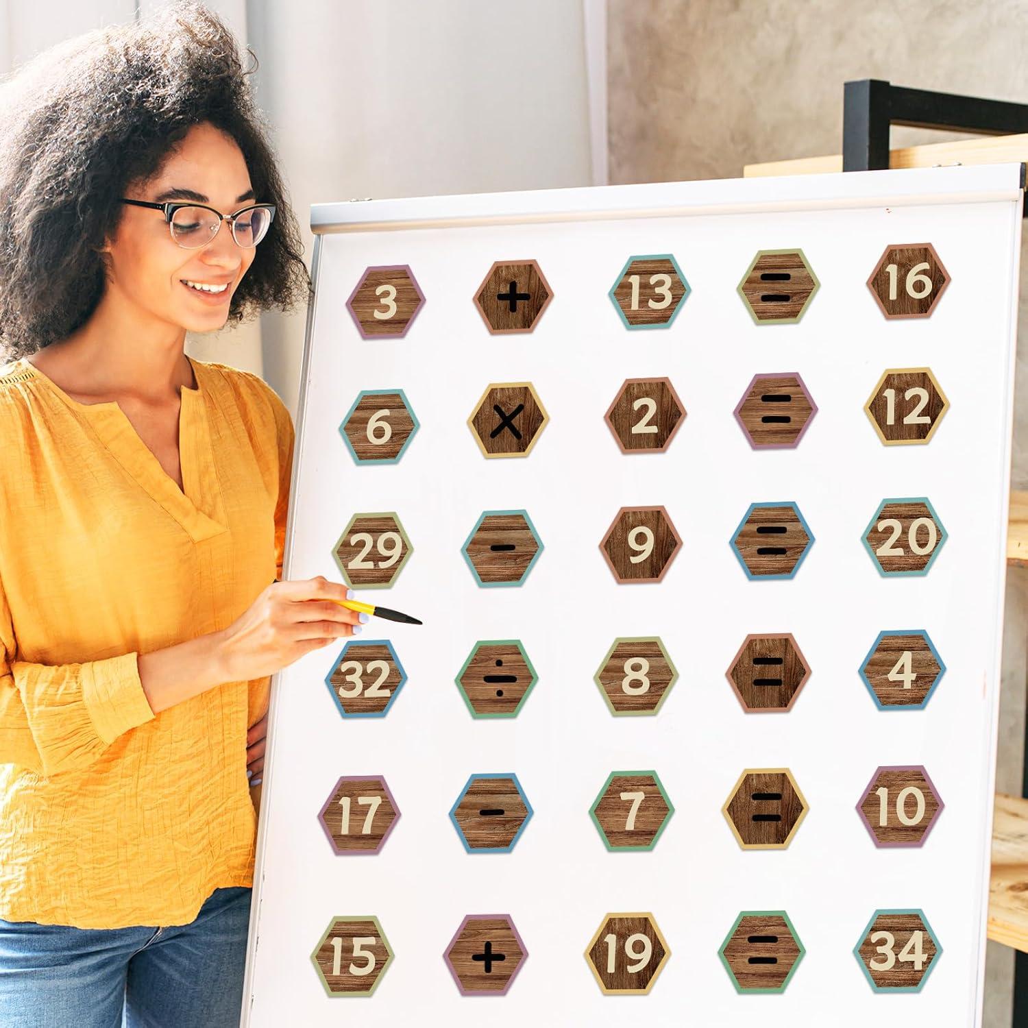 56 Números Magnéticos de Madera Chiazllta para Pizarra 6x5.3cm