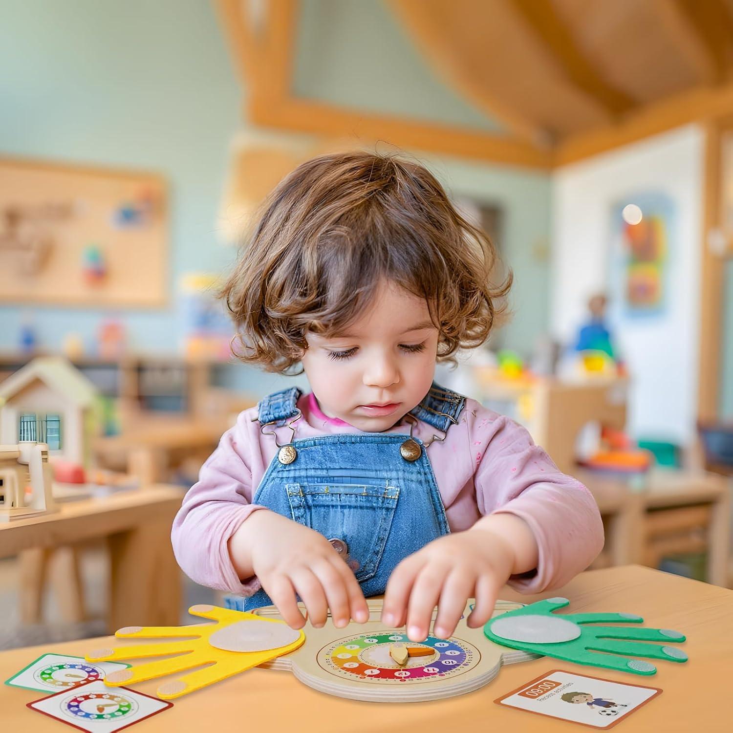 Juguetes de Aprendizaje Montessori ZJEFUNS - Bloques y Reloj