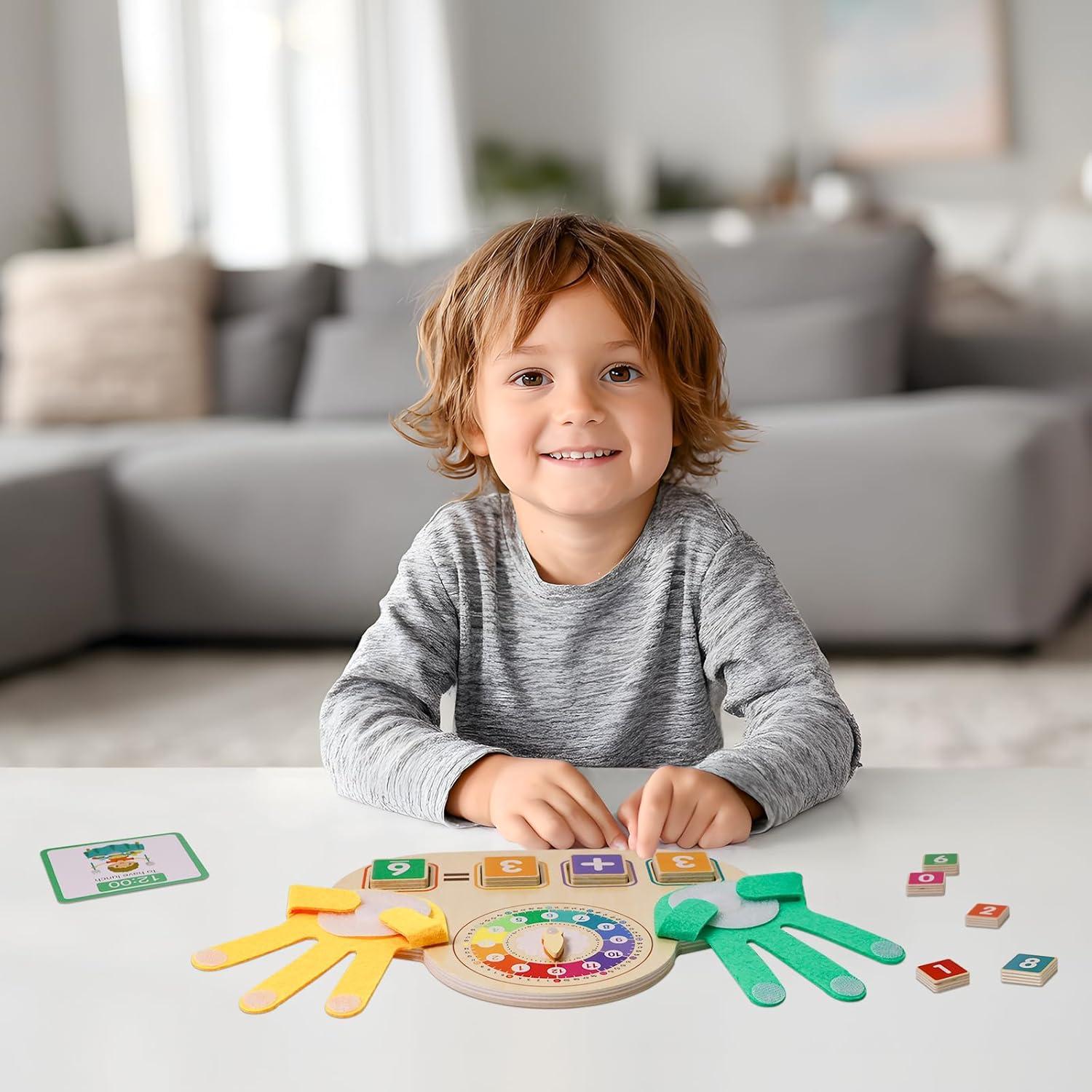 Juguetes de Aprendizaje Montessori ZJEFUNS - Bloques y Reloj