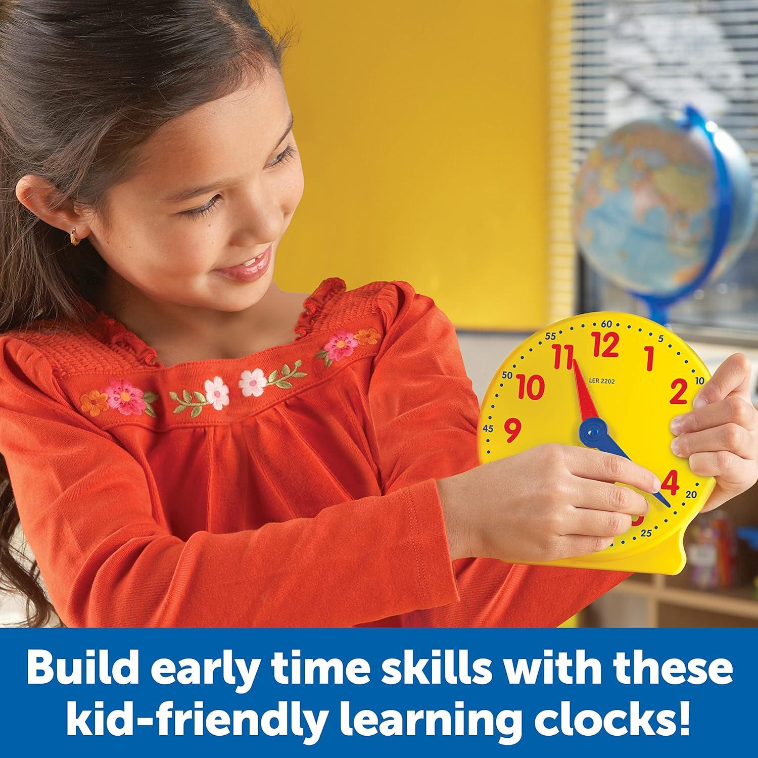 Learning Resources Classroom Clock Kit - Preschool Must Have, Teaching Time Activity , About Flash Time Cards, Montessori Toys, Math Manipulatives, Gifts for Boys and Girls, Toddler Activities