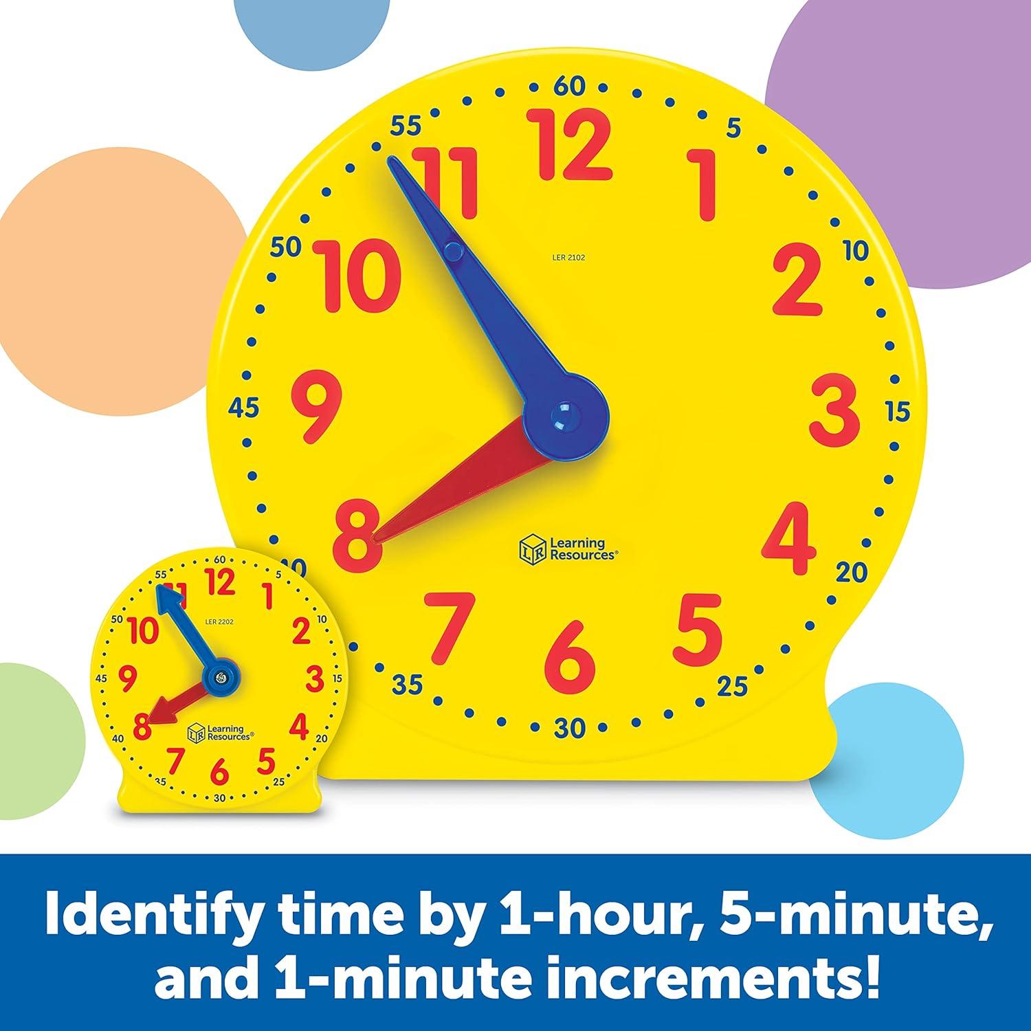 Learning Resources Classroom Clock Kit - Preschool Must Have, Teaching Time Activity , About Flash Time Cards, Montessori Toys, Math Manipulatives, Gifts for Boys and Girls, Toddler Activities