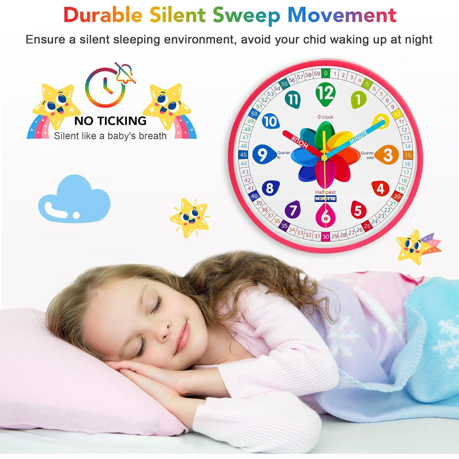 Reloj de Aprendizaje Analógico Rosa Homotte 25 cm Silencioso