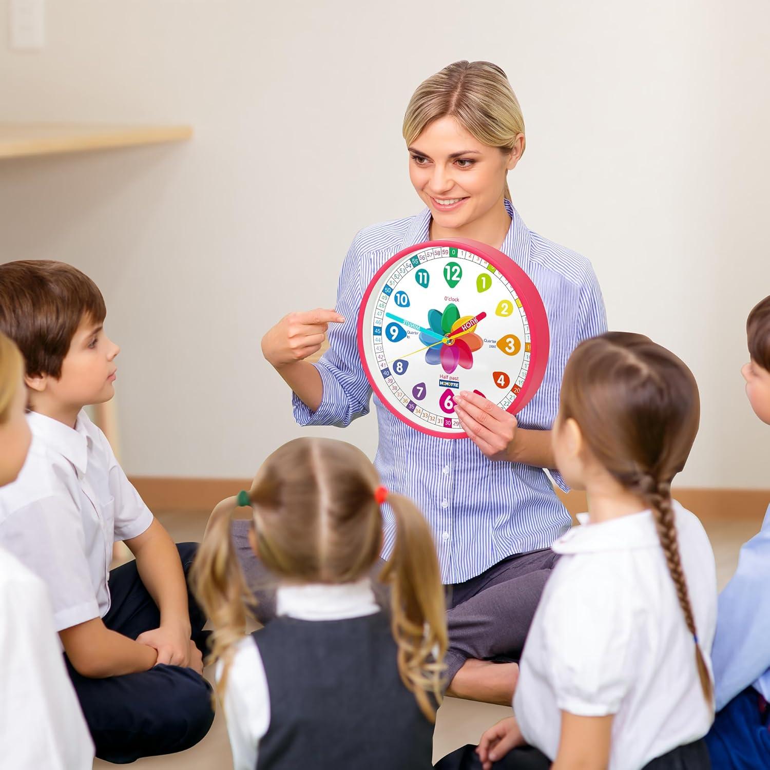 Reloj de Aprendizaje Analógico Rosa Homotte 25 cm Silencioso