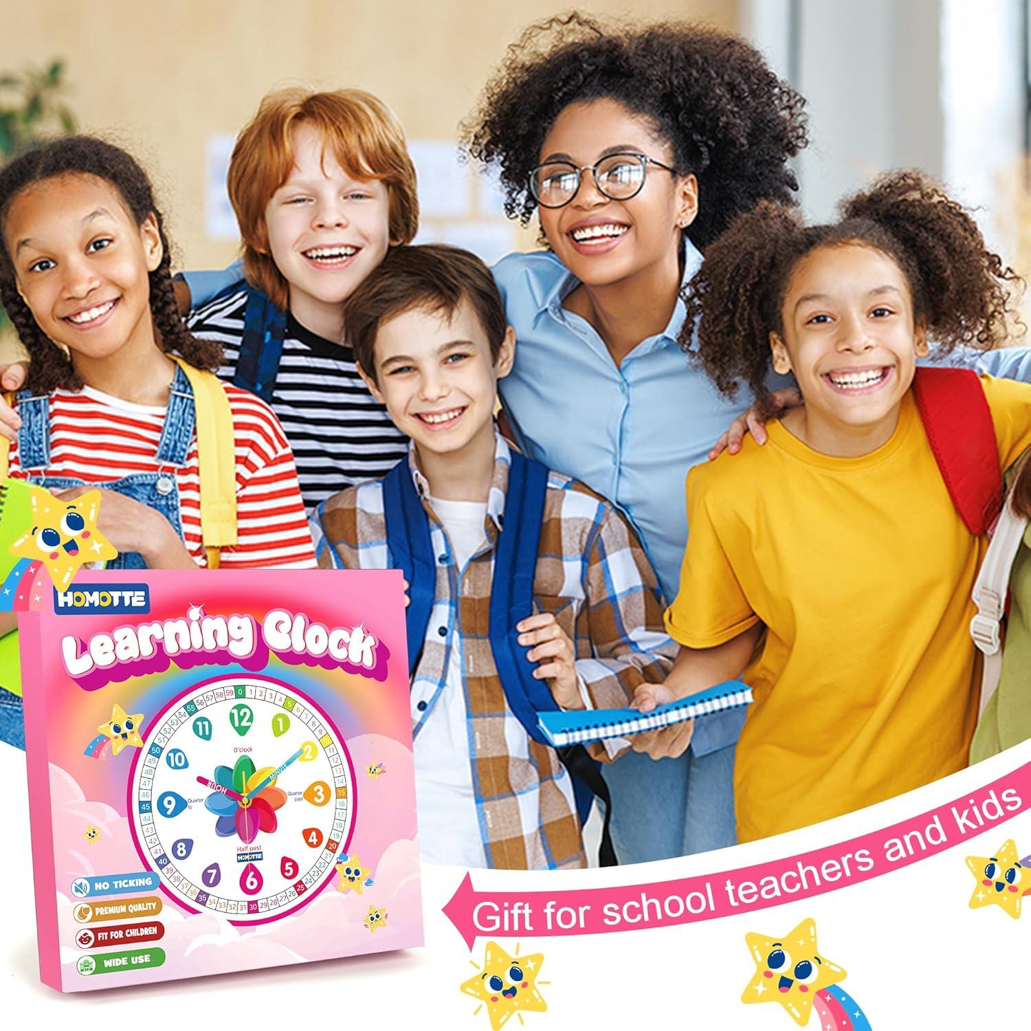 Reloj de Aprendizaje Analógico Rosa Homotte 25 cm Silencioso