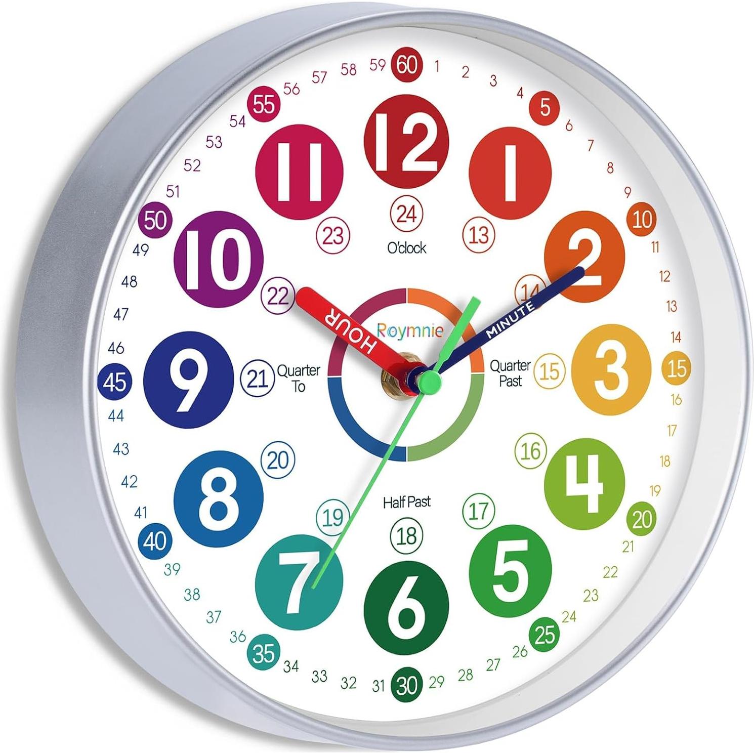 Reloj de Aprendizaje Silencioso Roymnie 20.32 cm Multicolor