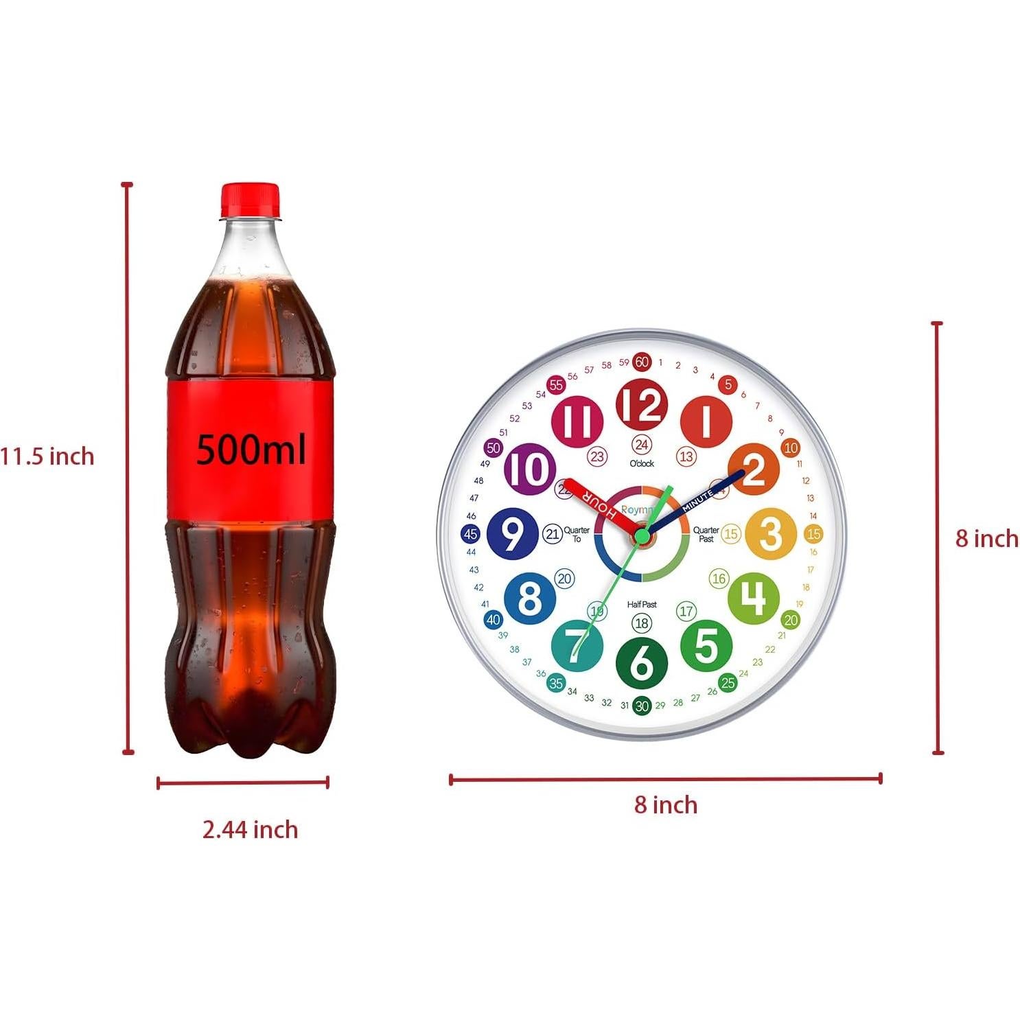 Reloj de Aprendizaje Silencioso Roymnie 20.32 cm Multicolor