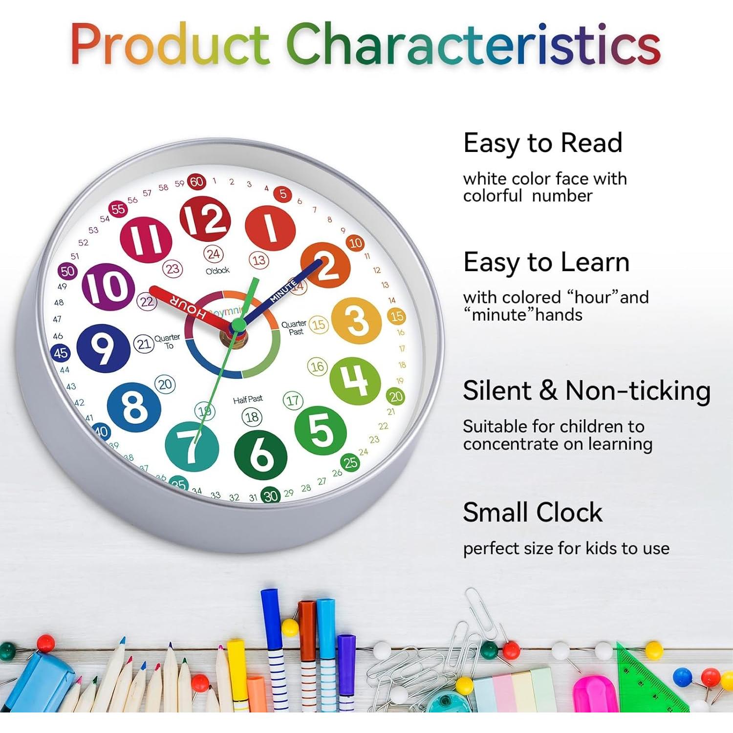 Reloj de Aprendizaje Silencioso Roymnie 20.32 cm Multicolor