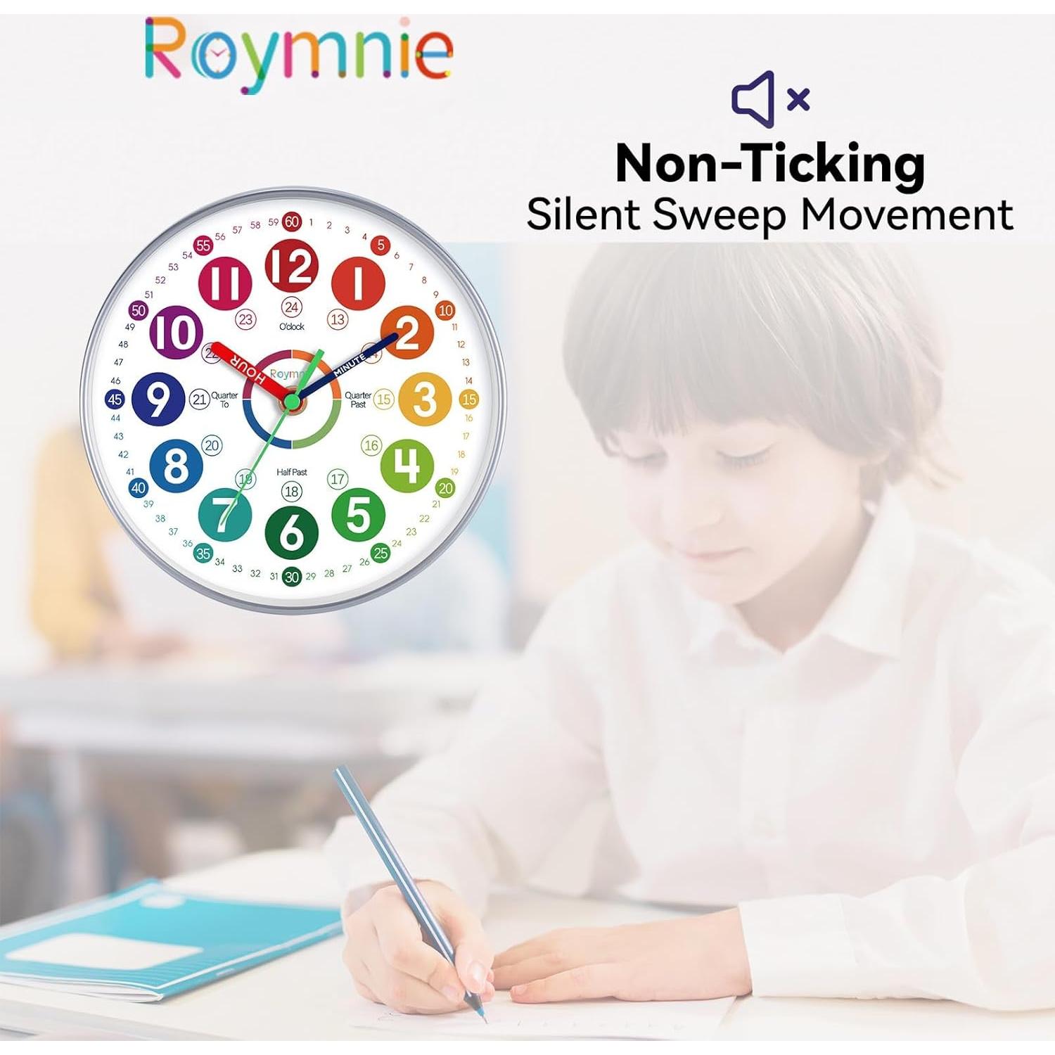 Reloj de Aprendizaje Silencioso Roymnie 20.32 cm Multicolor
