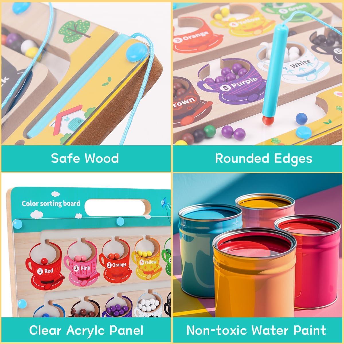 Labertinto Magnético de Colores QZM - Juguete Montessori 3 Años