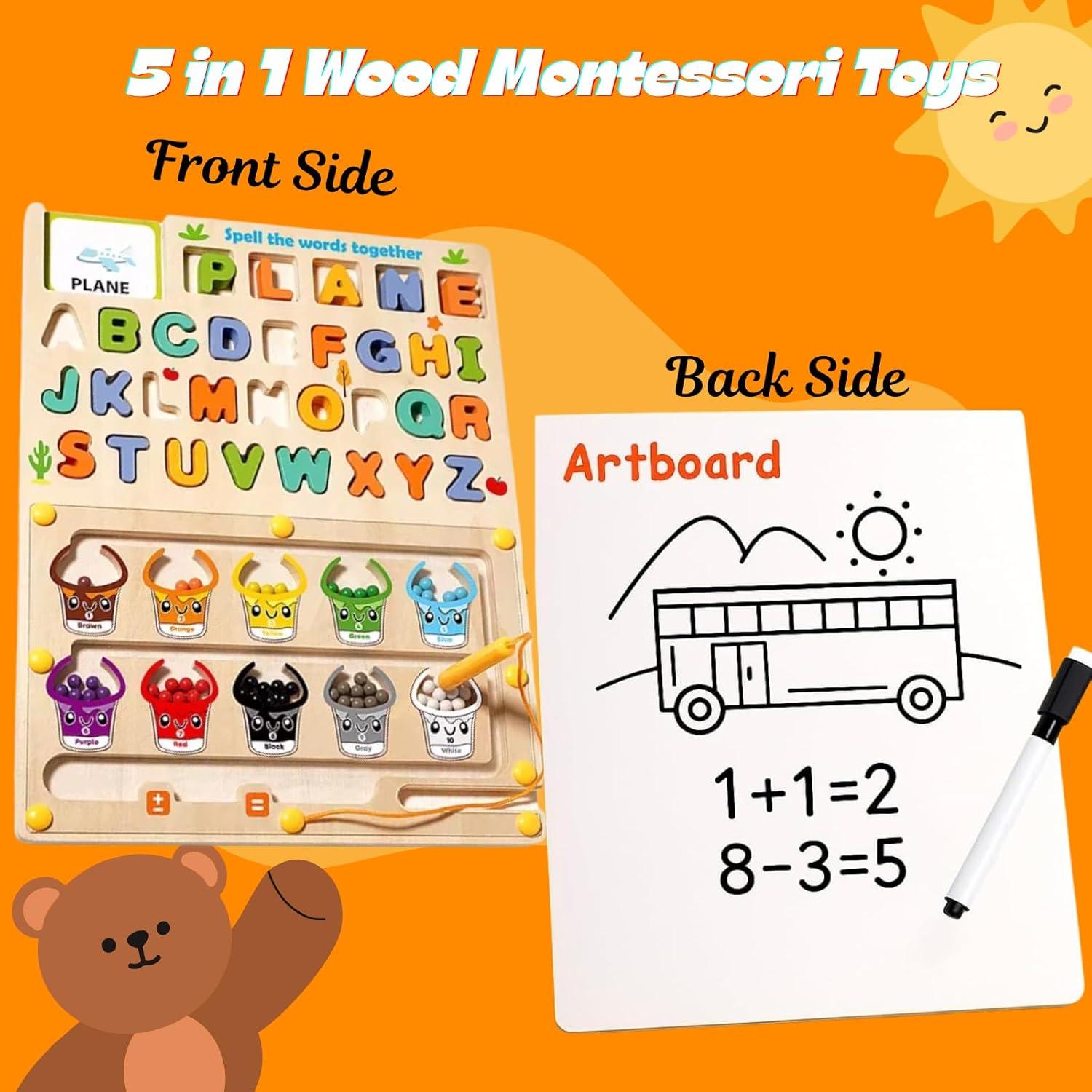 Tablero de Laberinto Magnético de Madera Montessori 3+