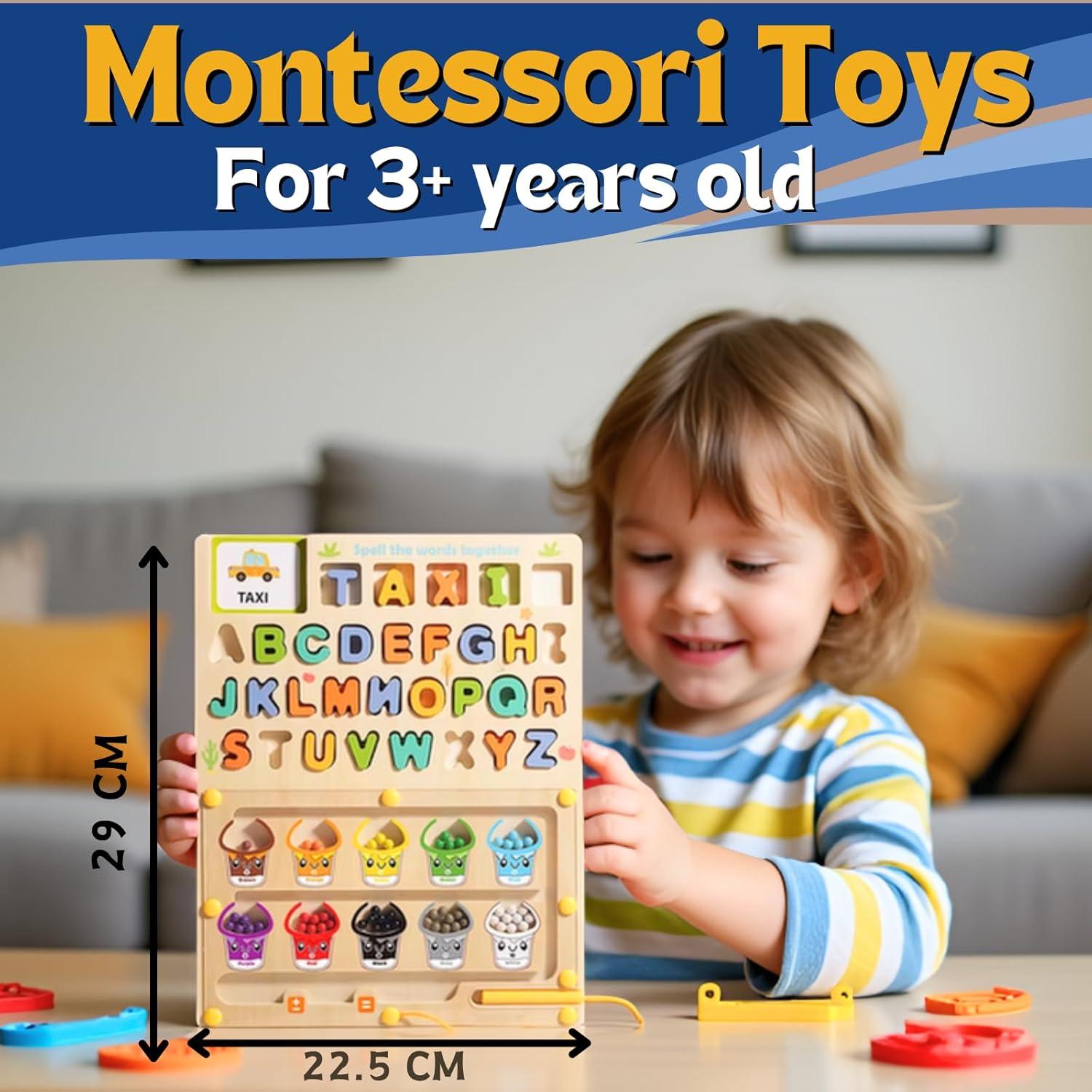 Tablero de Laberinto Magnético de Madera Montessori 3+