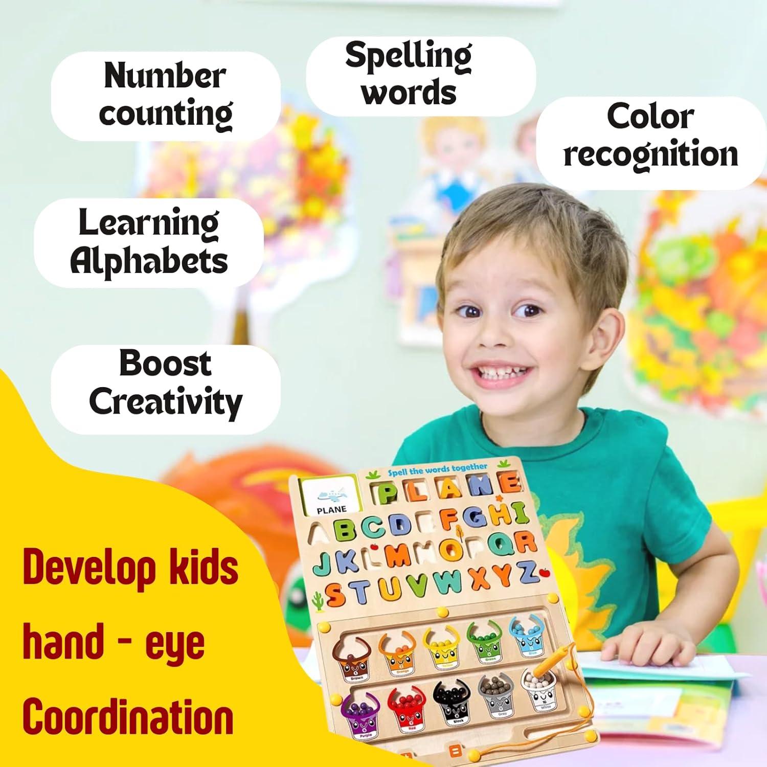 Tablero de Laberinto Magnético de Madera Montessori 3+