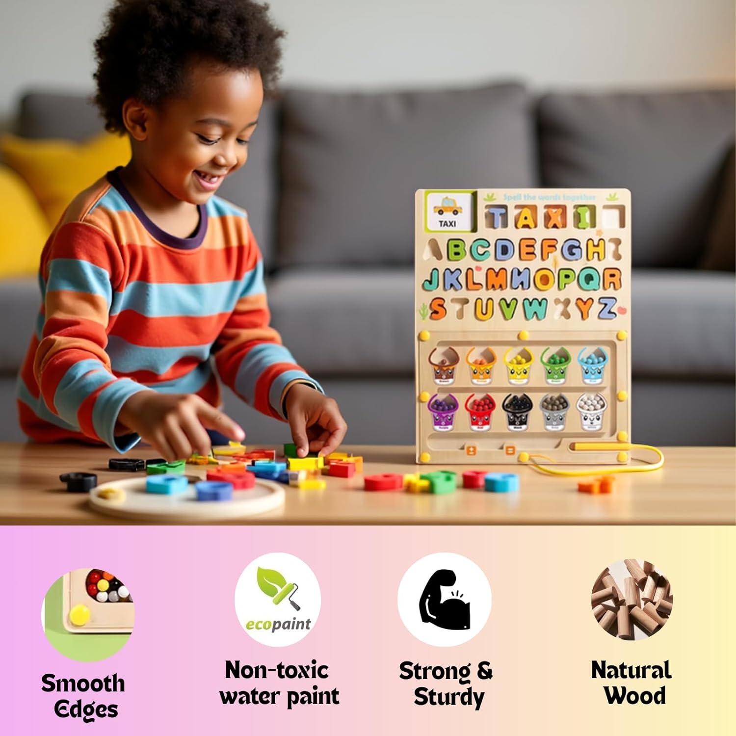 Tablero de Laberinto Magnético de Madera Montessori 3+