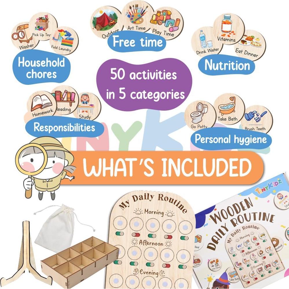 Tabla de Rutina Diaria para Niños TinyKidz 35.5x27.9cm
