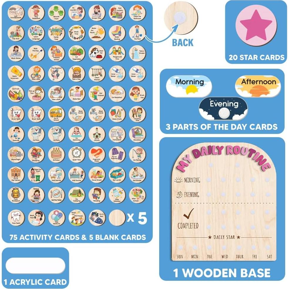 Tabla de Rutina Diaria de Madera LilaLand 33x36 cm