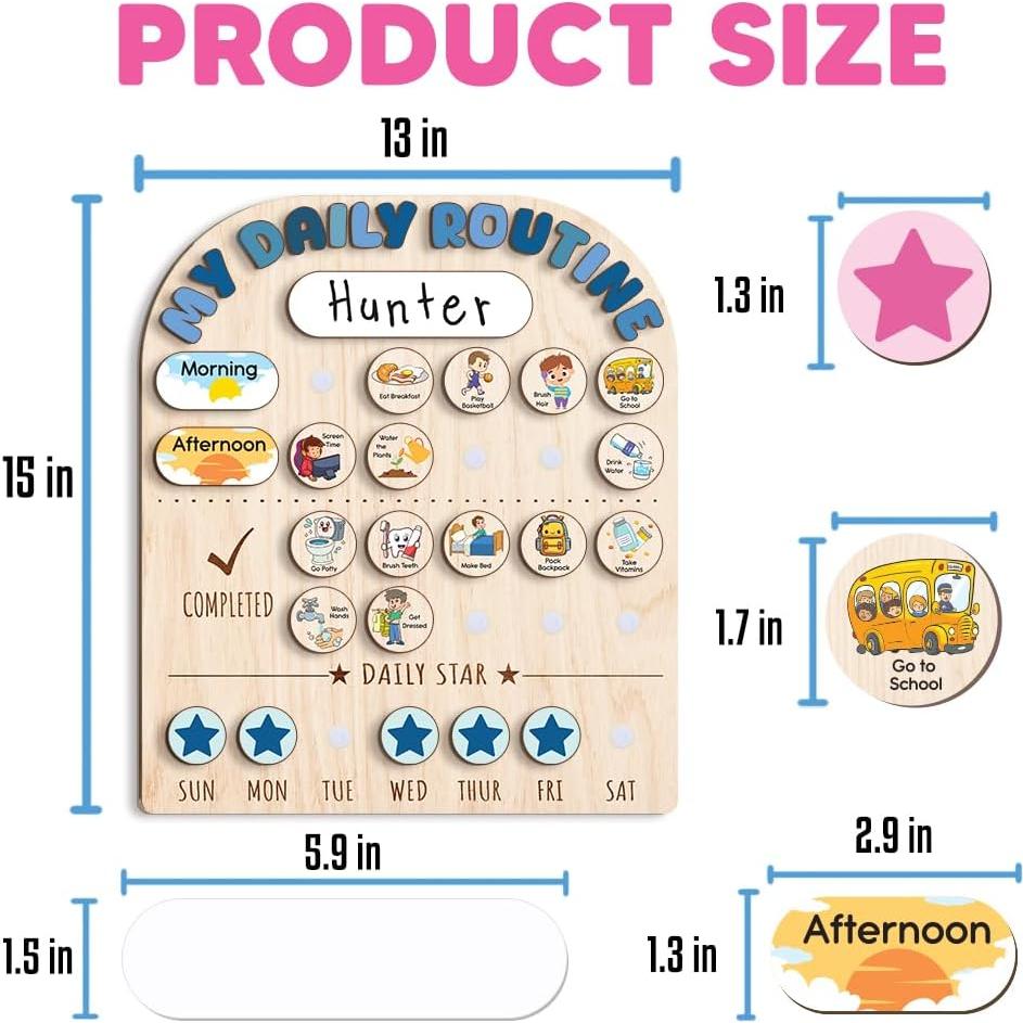 Tabla de Rutina Diaria de Madera LilaLand 33x36 cm