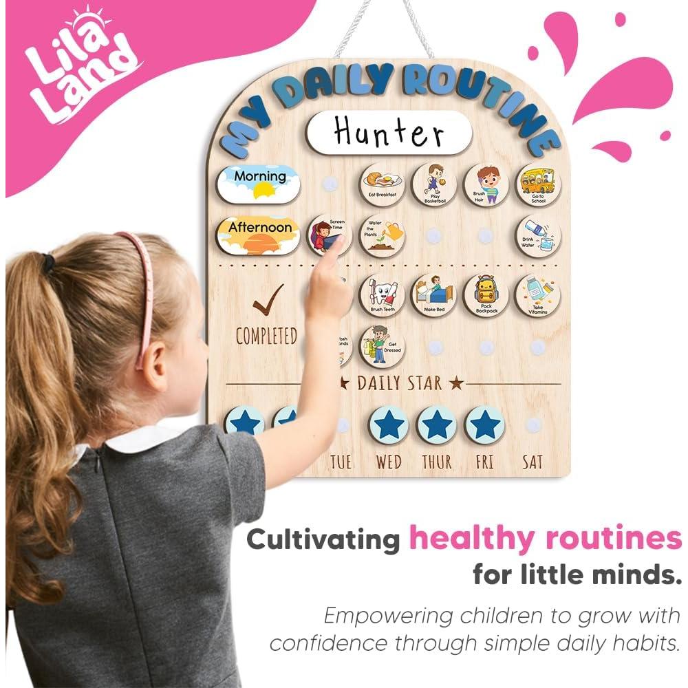 Tabla de Rutina Diaria de Madera LilaLand 33x36 cm