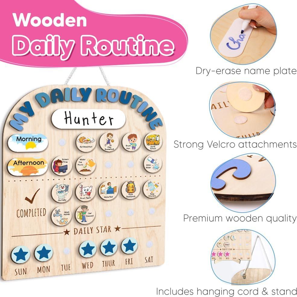 Tabla de Rutina Diaria de Madera LilaLand 33x36 cm